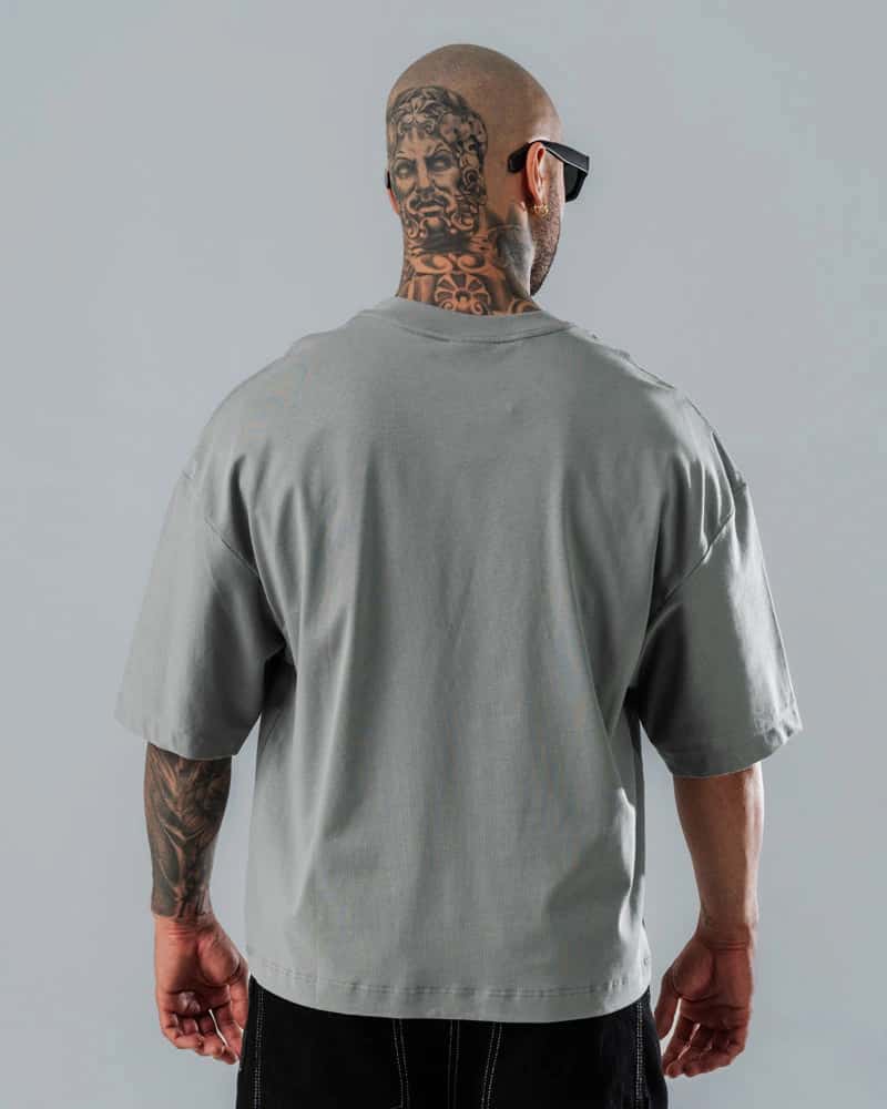Camiseta Boxy Fit Básica Gris Claro - miniatura 4