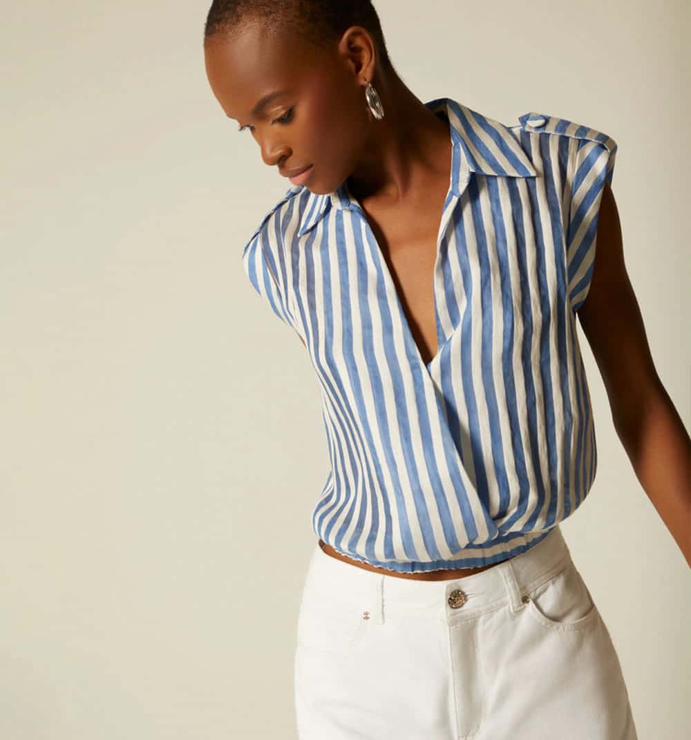 Blusa manga sisa frente cruzado
