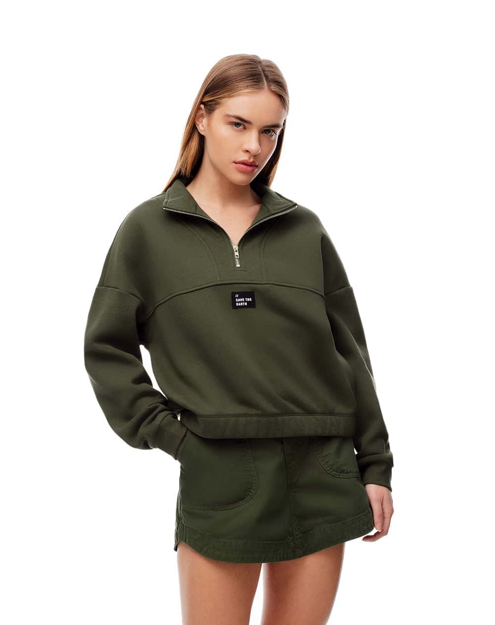 Buzo regular verde mujer