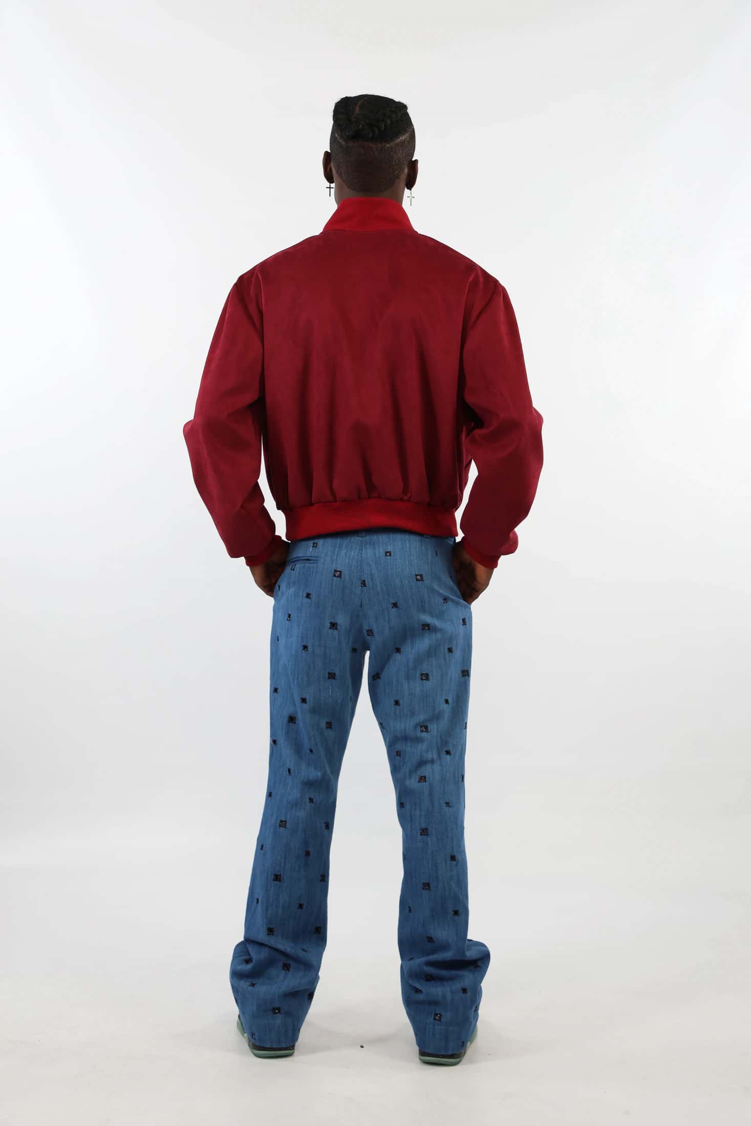 Ultrasuede bomber and Embroidered jeans - miniatura 2