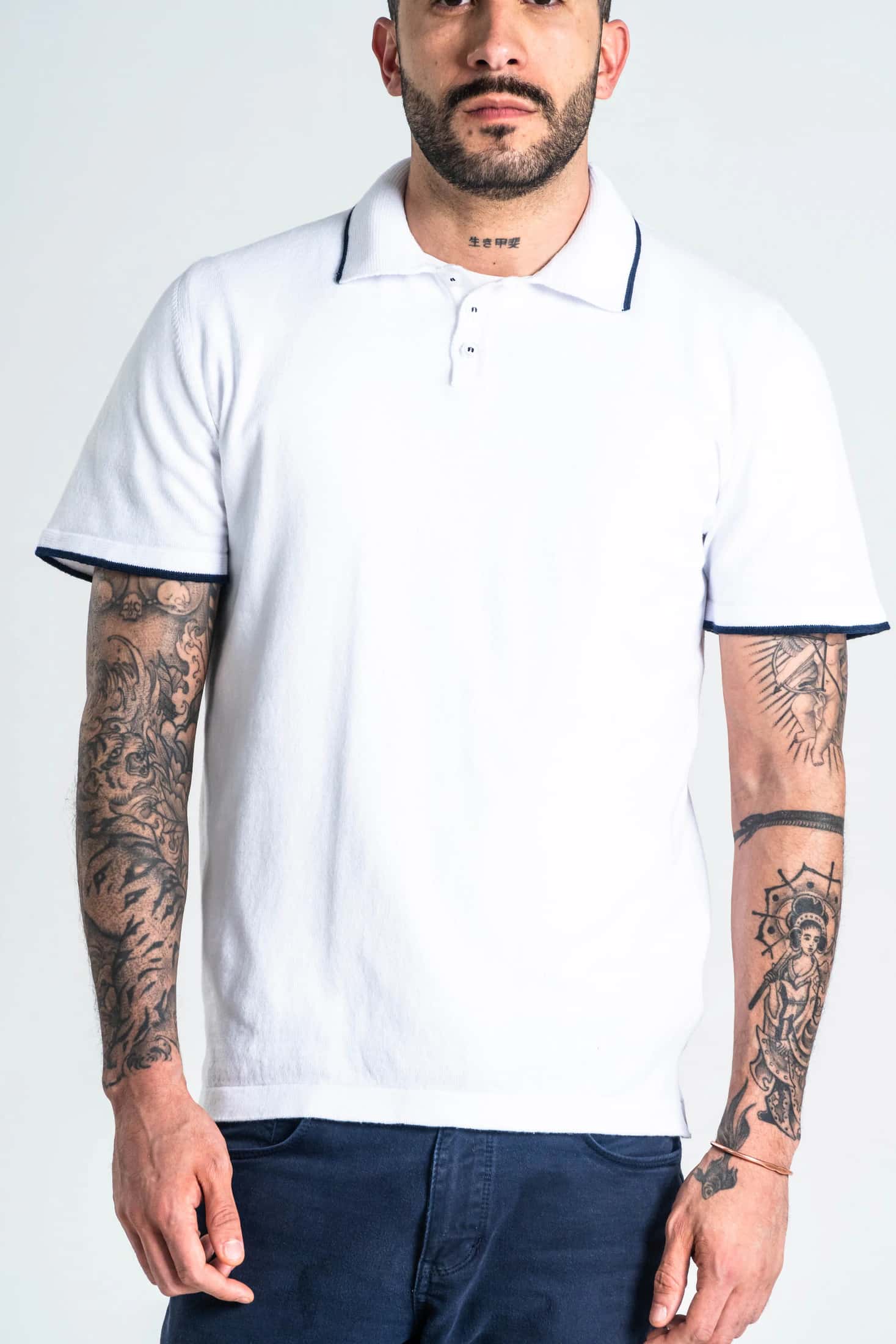 Polo Punto Algodón Blanco