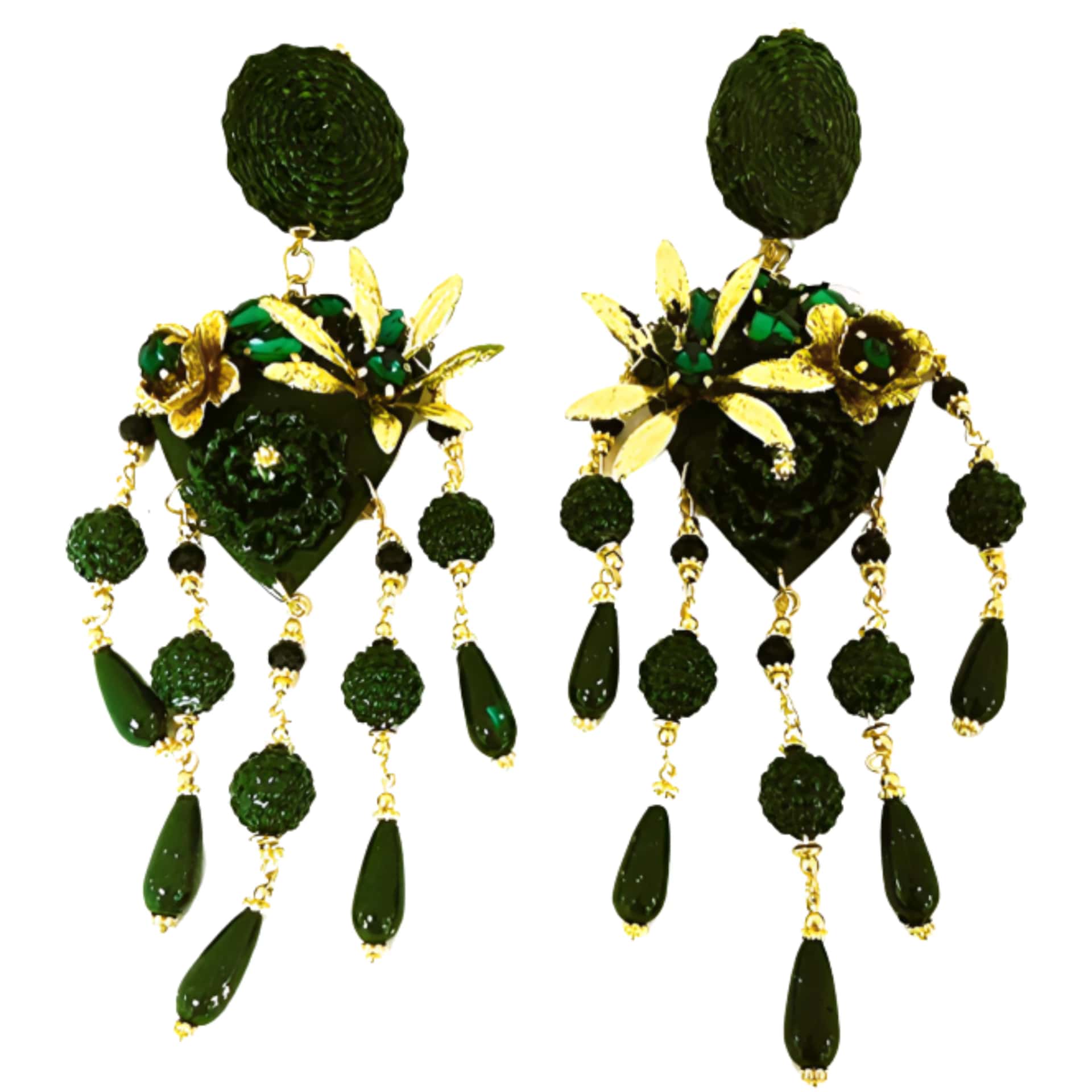 Green Rhombus Totumo Earrings