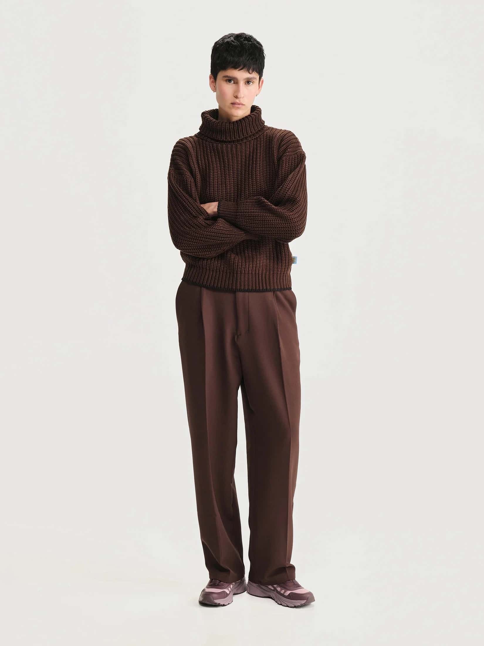 Saco Cuello Tortuga Ingles Marron Mujer