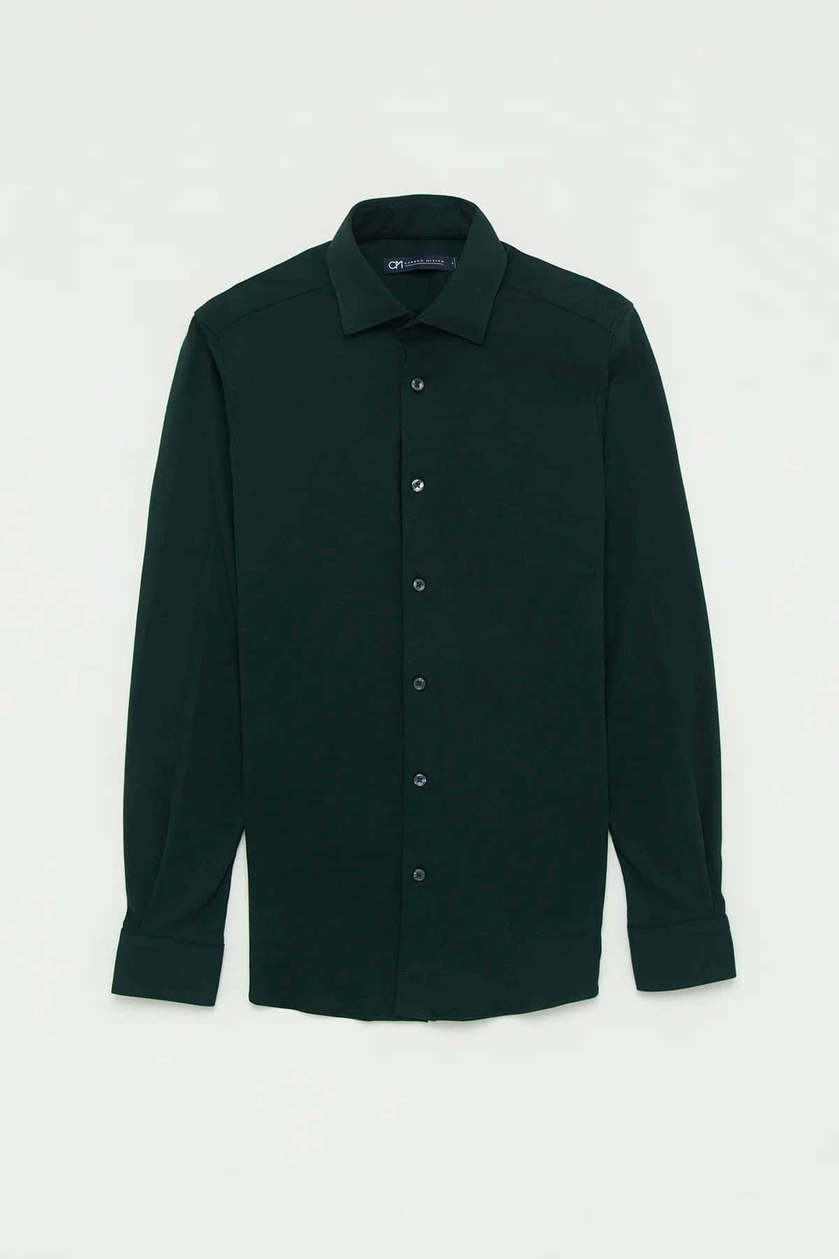 Camisa Piqué Algodón Verde Botella