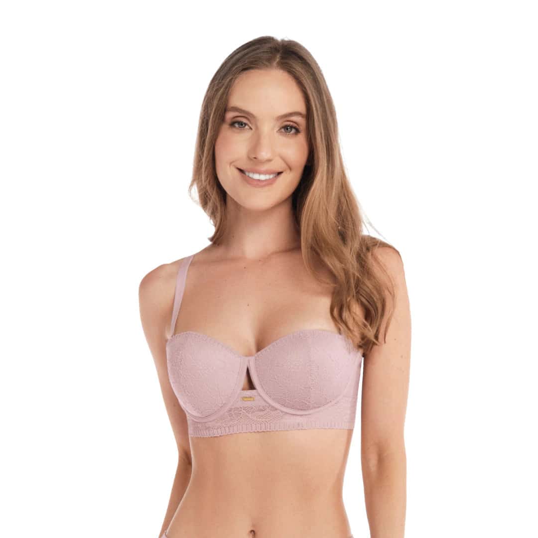 BRASIER STRAPLESS CON BASE ANCHA Y ENCAJE
