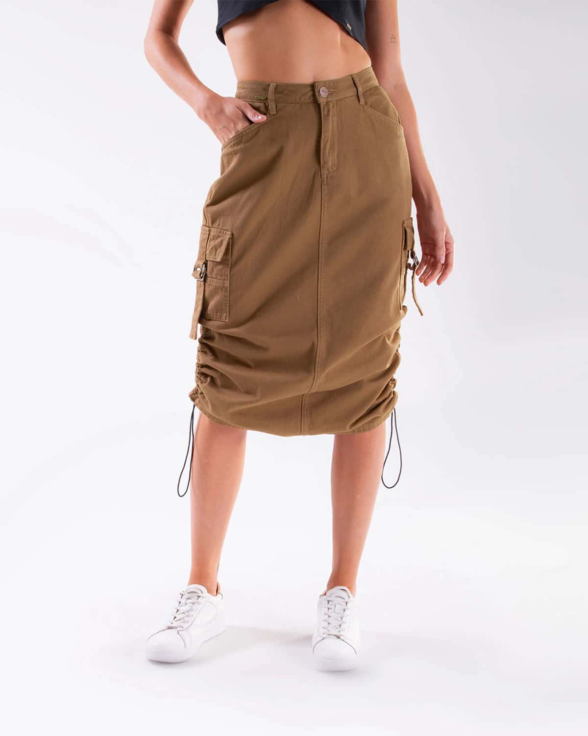 Falda cargo cafe para mujer
