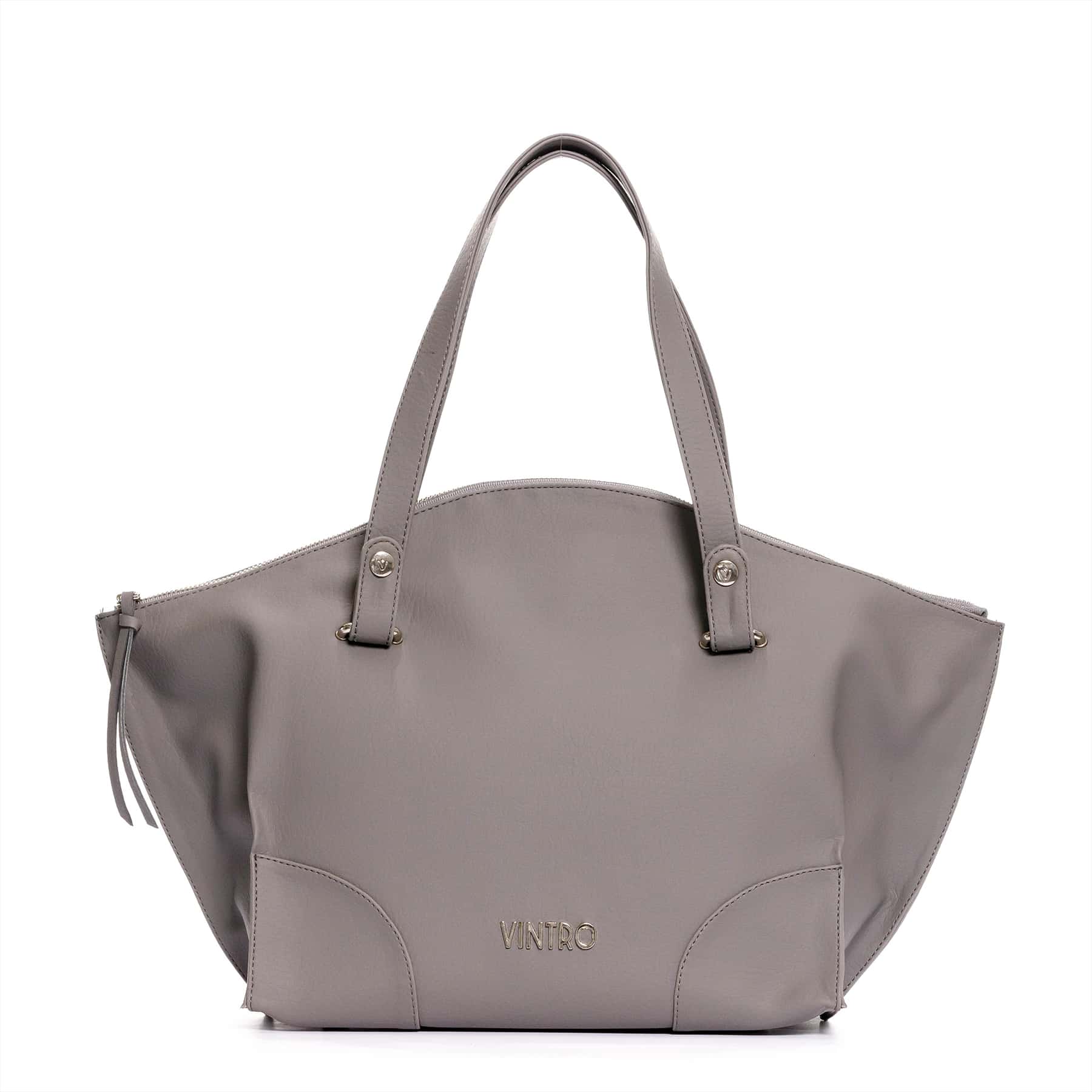 Cartera para mujer Grace grande gris con bolsillo interno y detalle