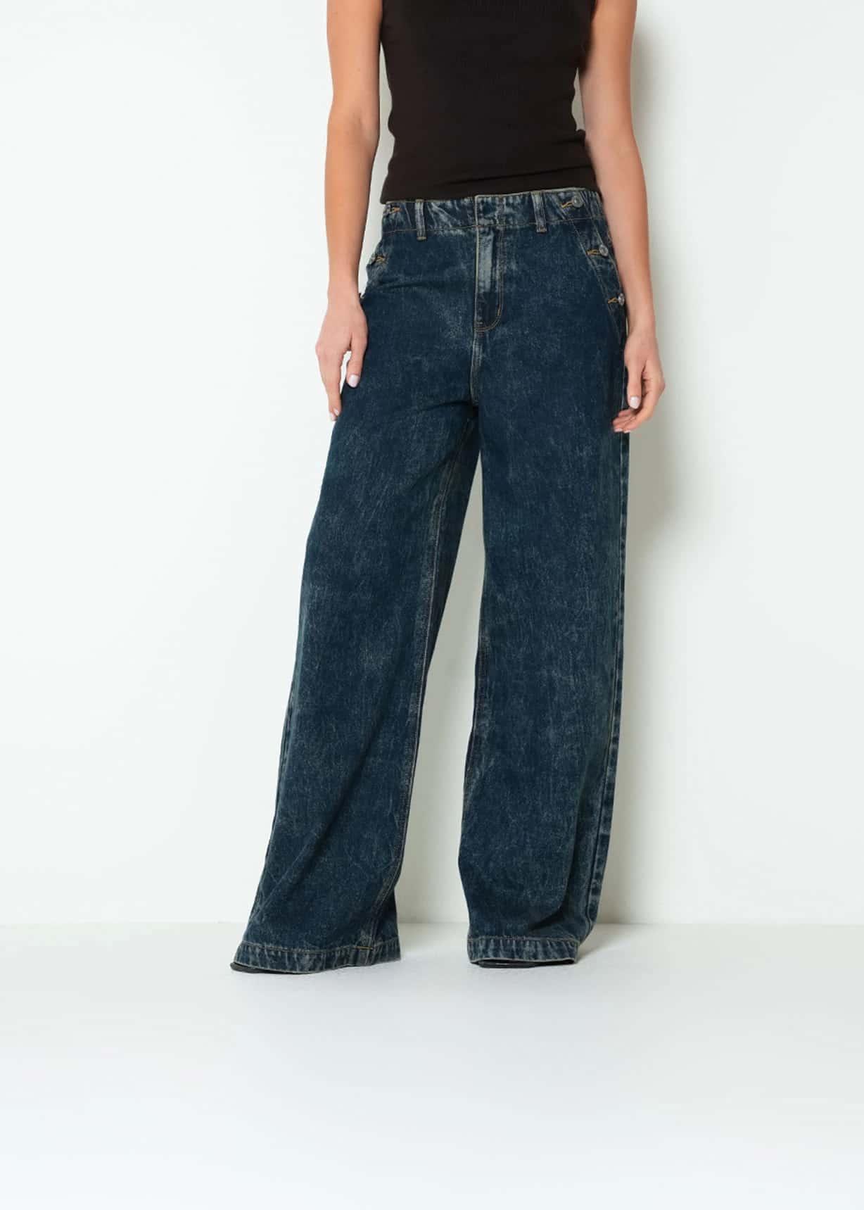 Jean wide leg tiro alto