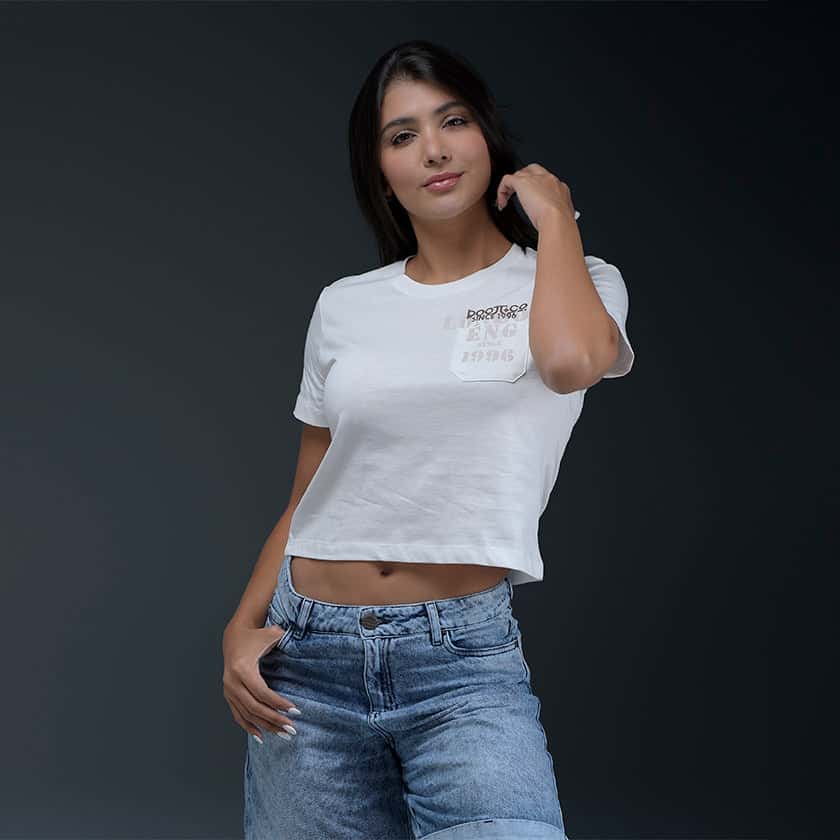 Camiseta Crop Blanca Mujer