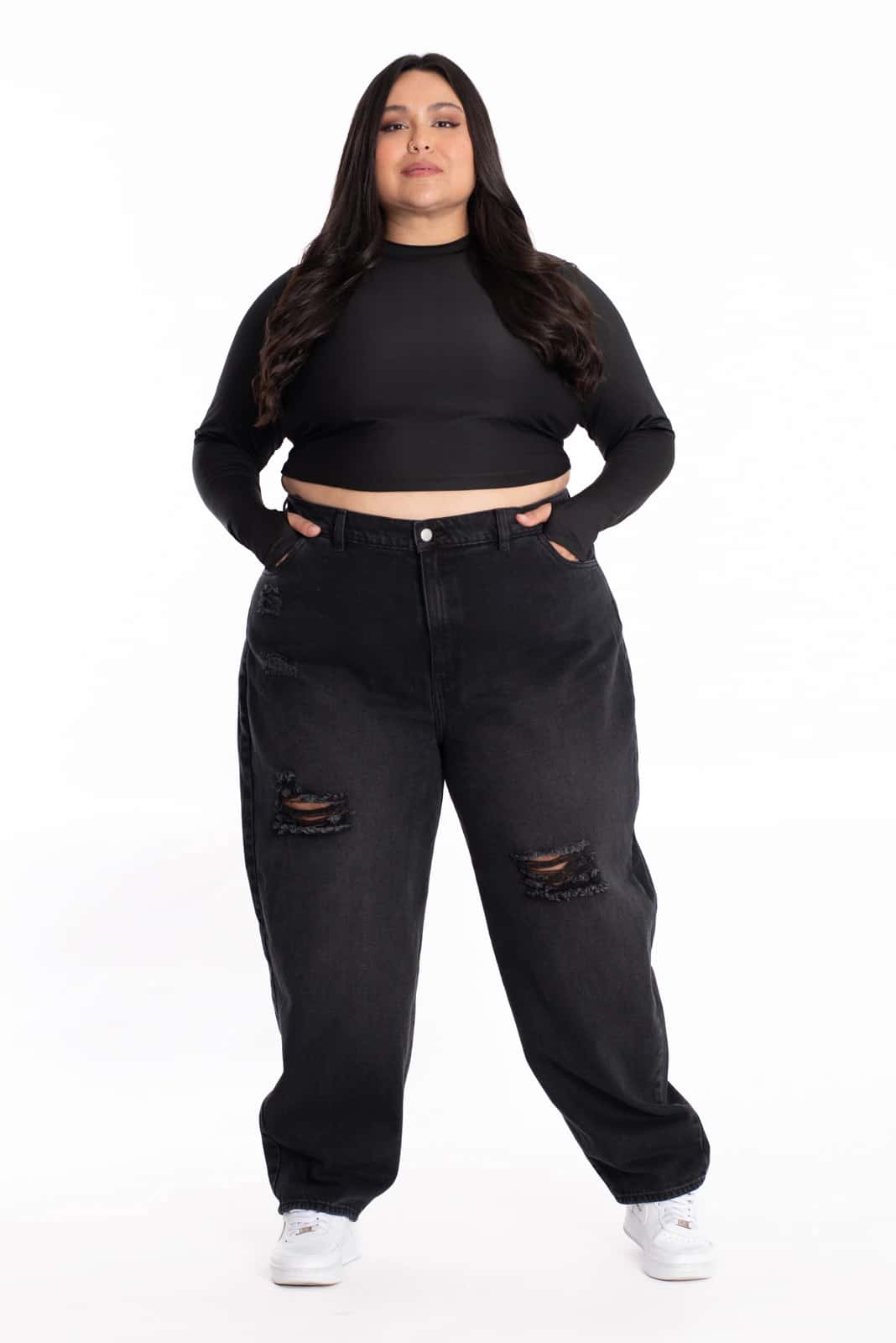 Jean Boyfriend Negro Rotos 413 - miniatura 2