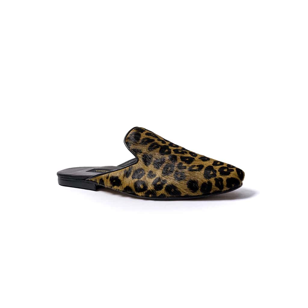 Animal print tigrillo mules