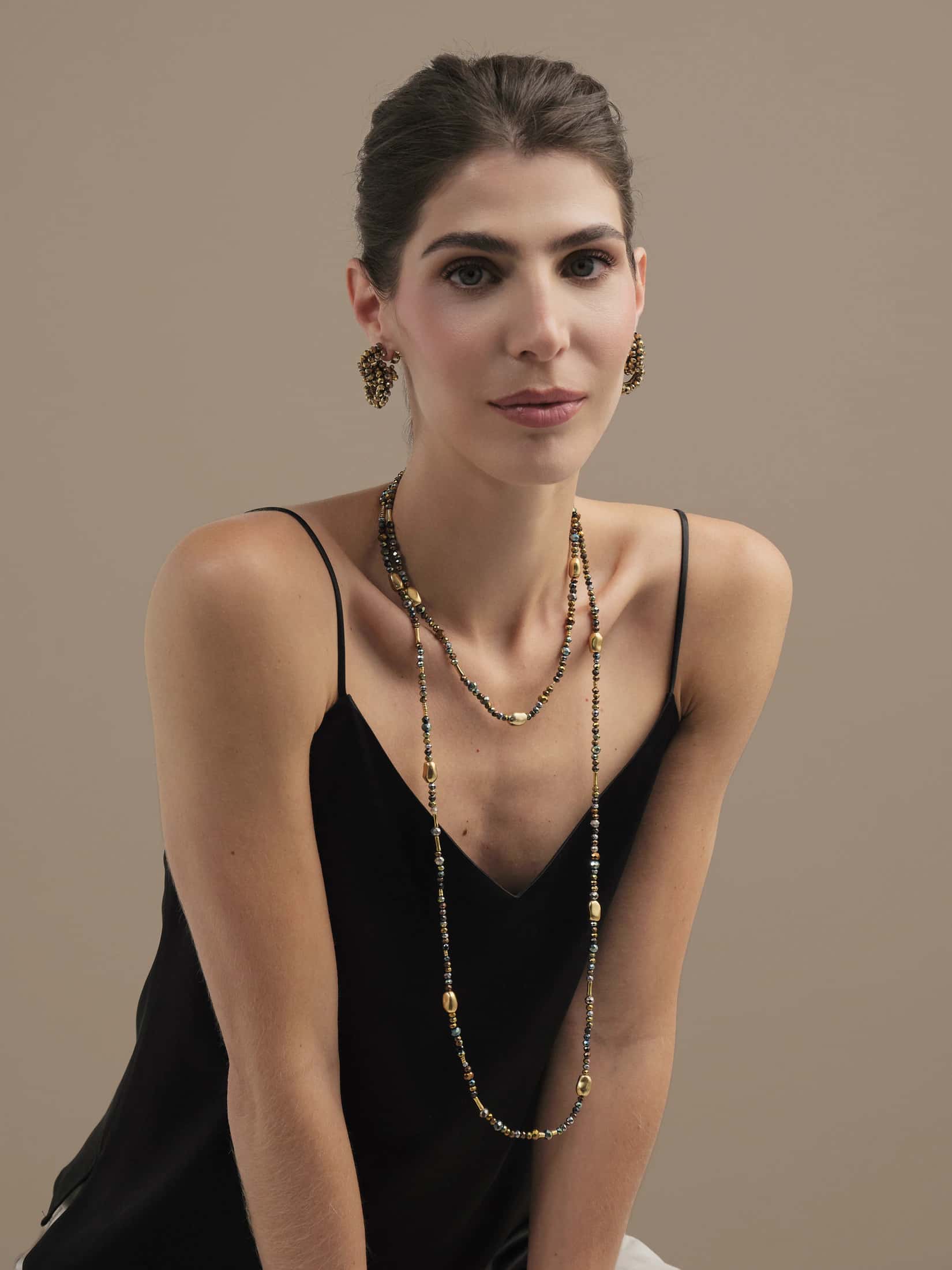 DUO NECKLACE - COCOA & GOLD - miniatura 2