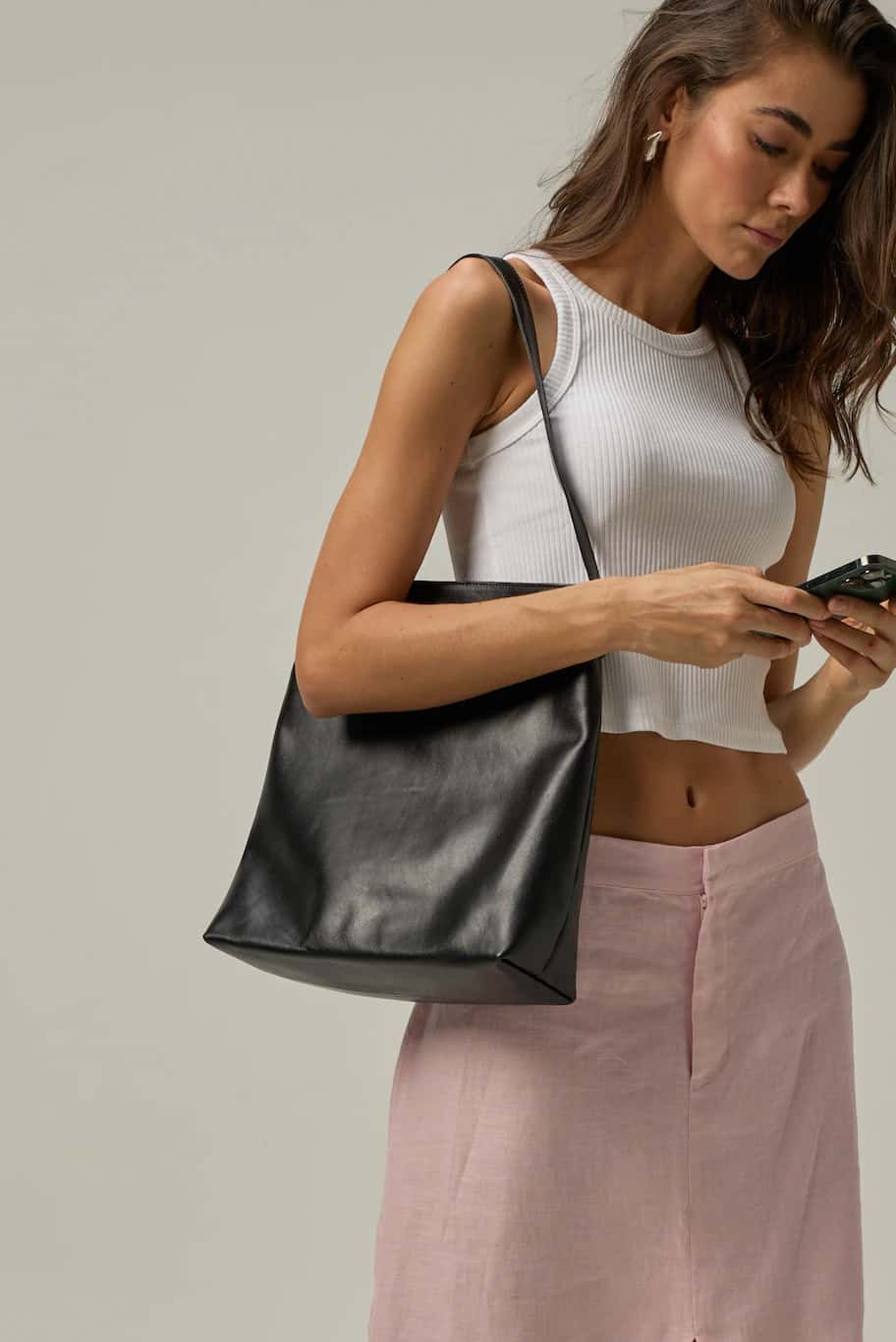 Bolso Tote Bag de Cuero | Negro