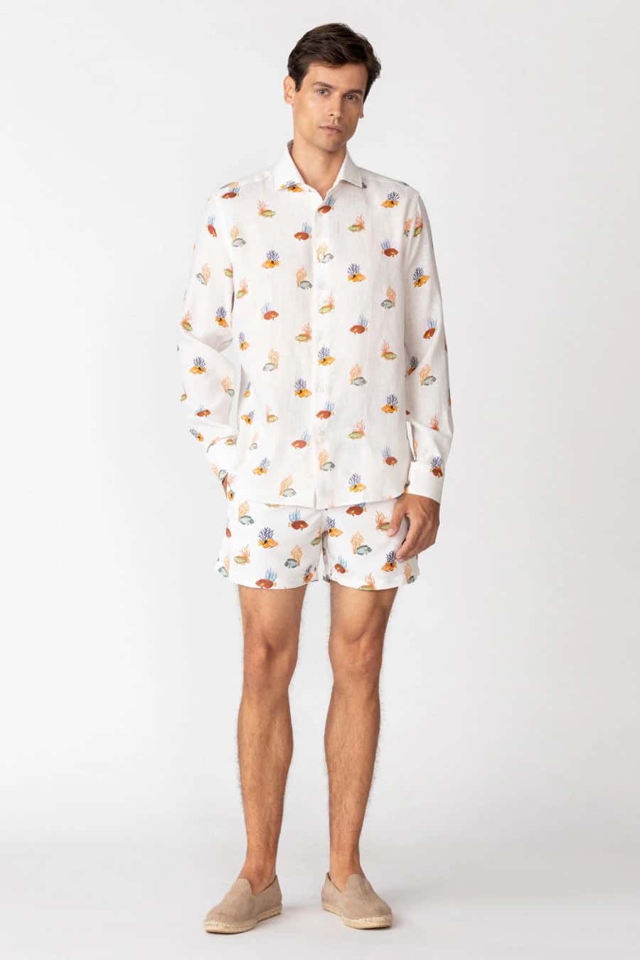 Men's linen shirt white grampus