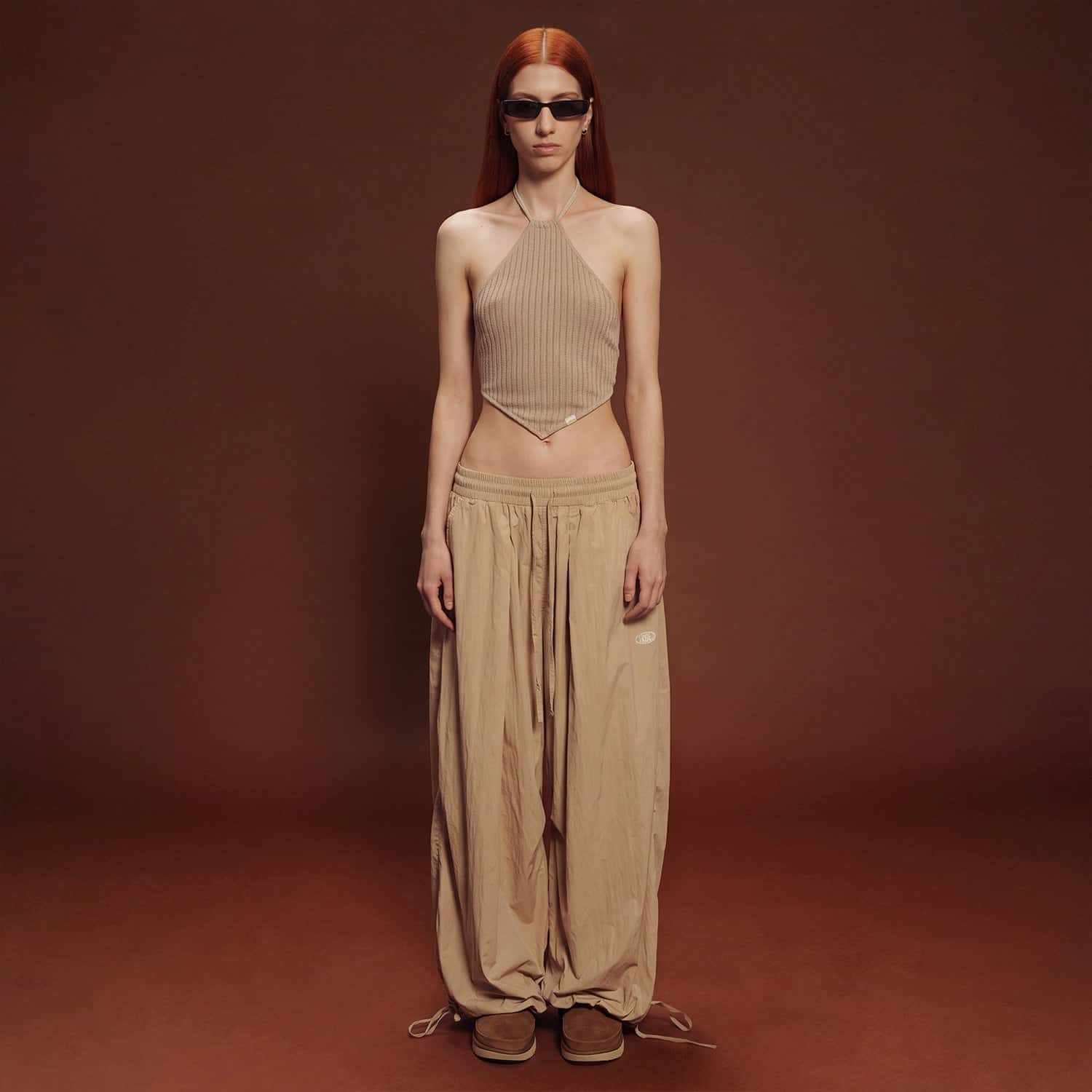 Textured Halter Top - Camel - miniatura 5