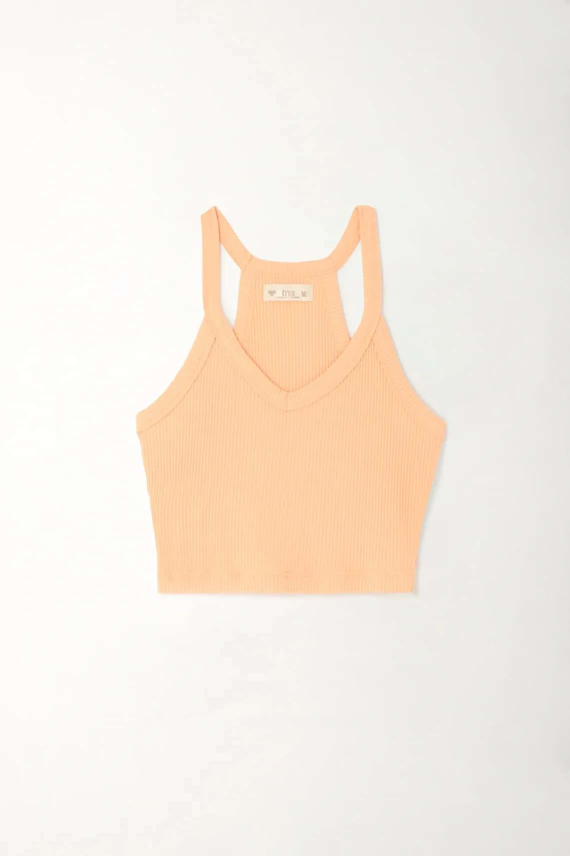 Camiseta con cuello en V naranja para mujer