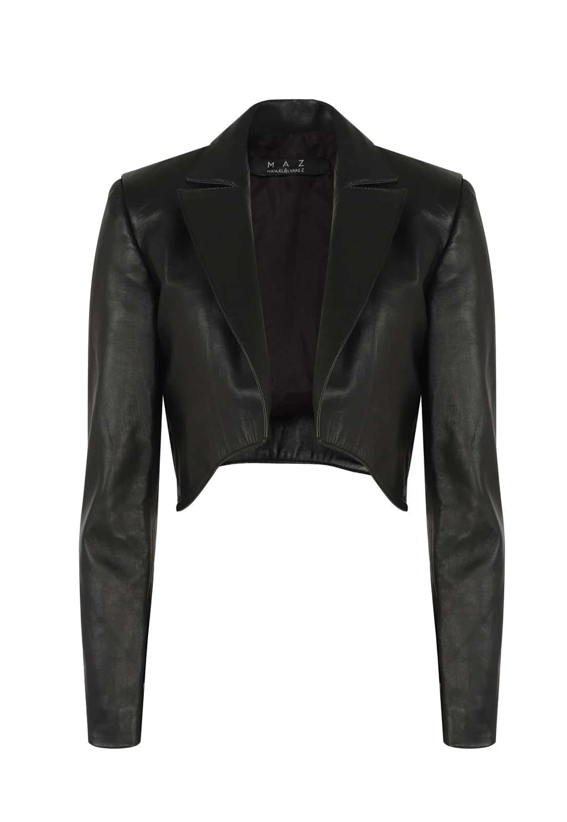 CROP LEATHER BLAZER - miniatura 2