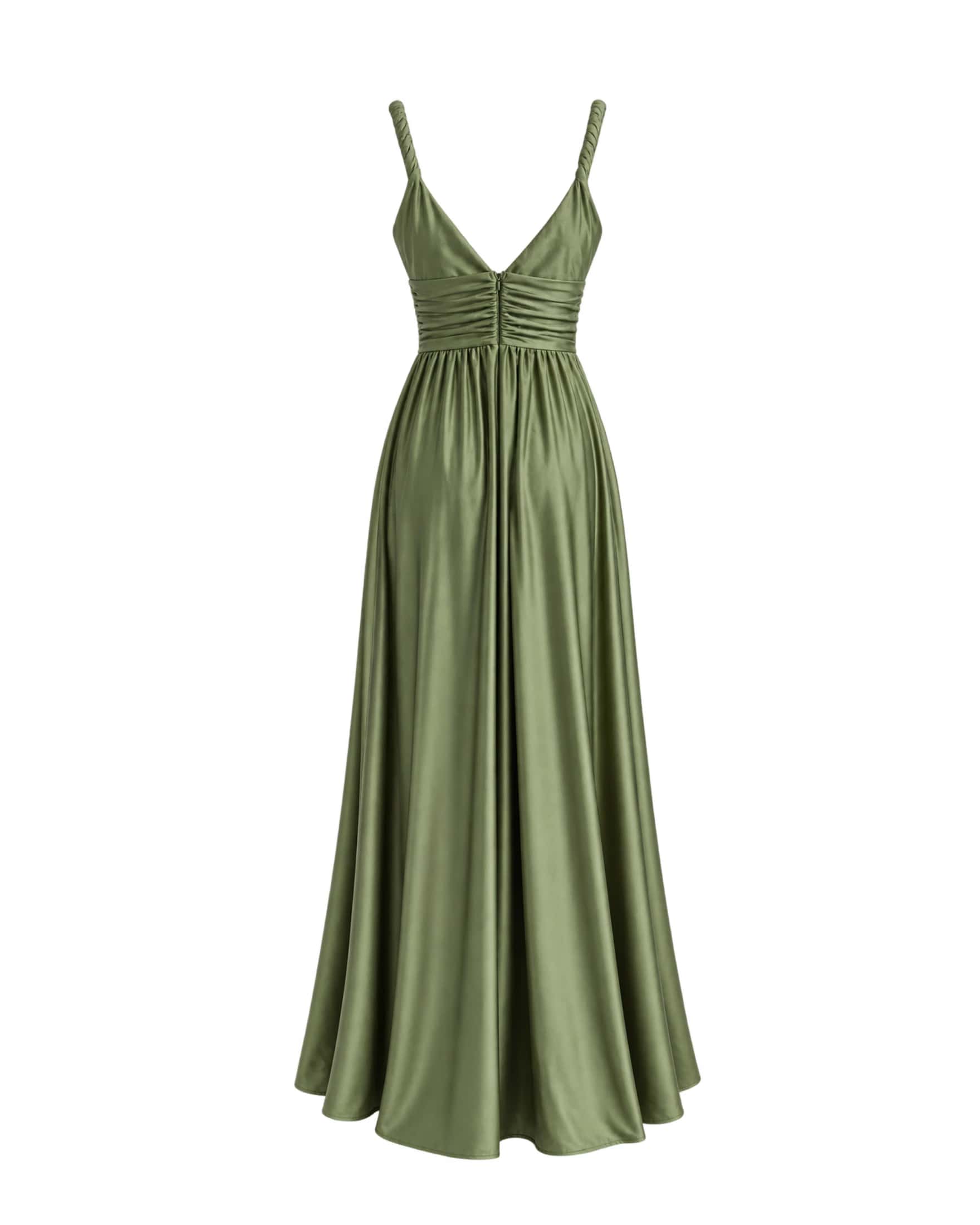 Vestido Largo Escote en V con Cintura Drapeada - miniatura 5