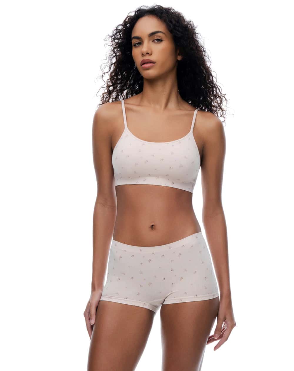 Panty boxer seamless tiro medio rosado estampado mujer