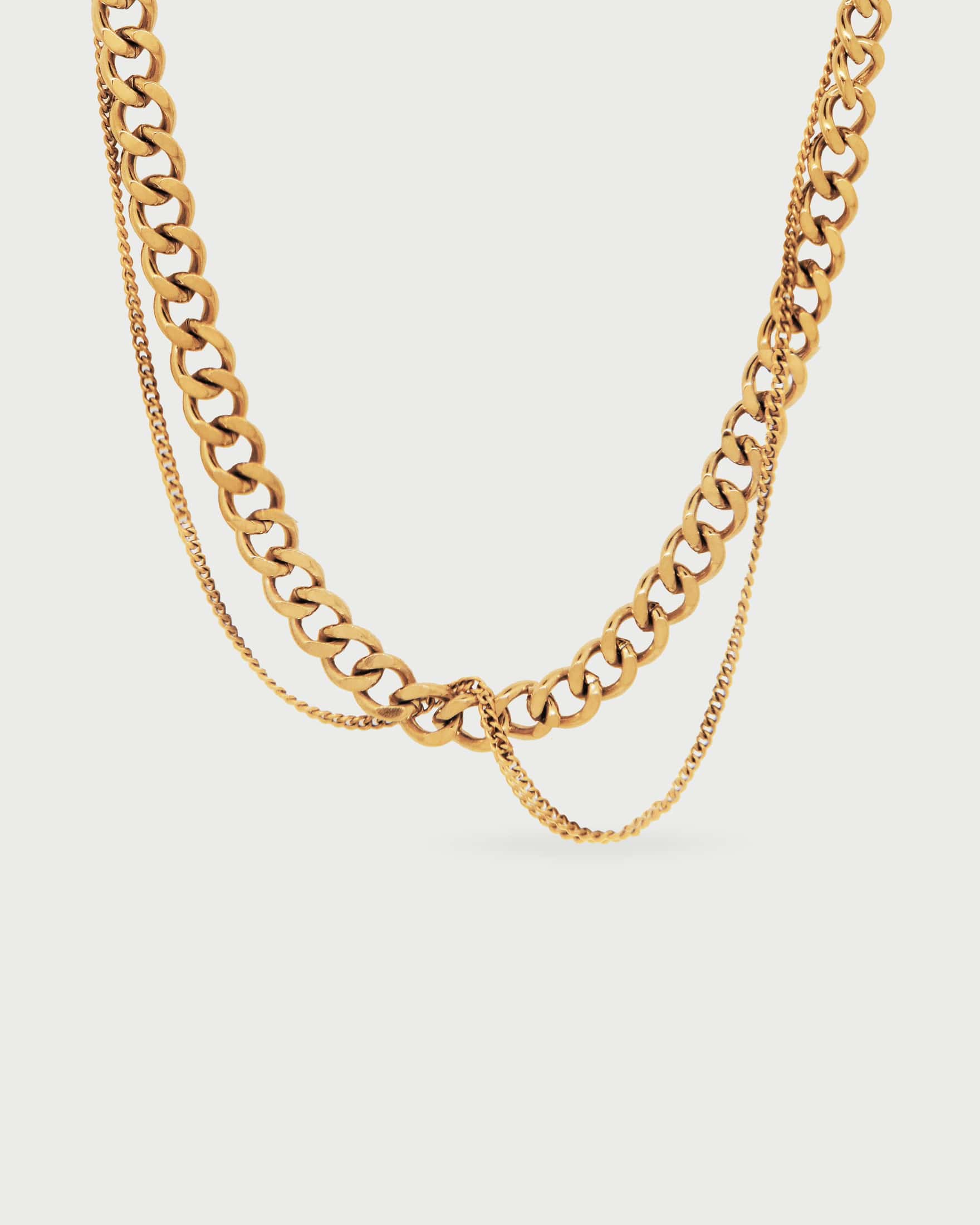 Collar Doble Cadena Eslabones - Acero Inoxidable