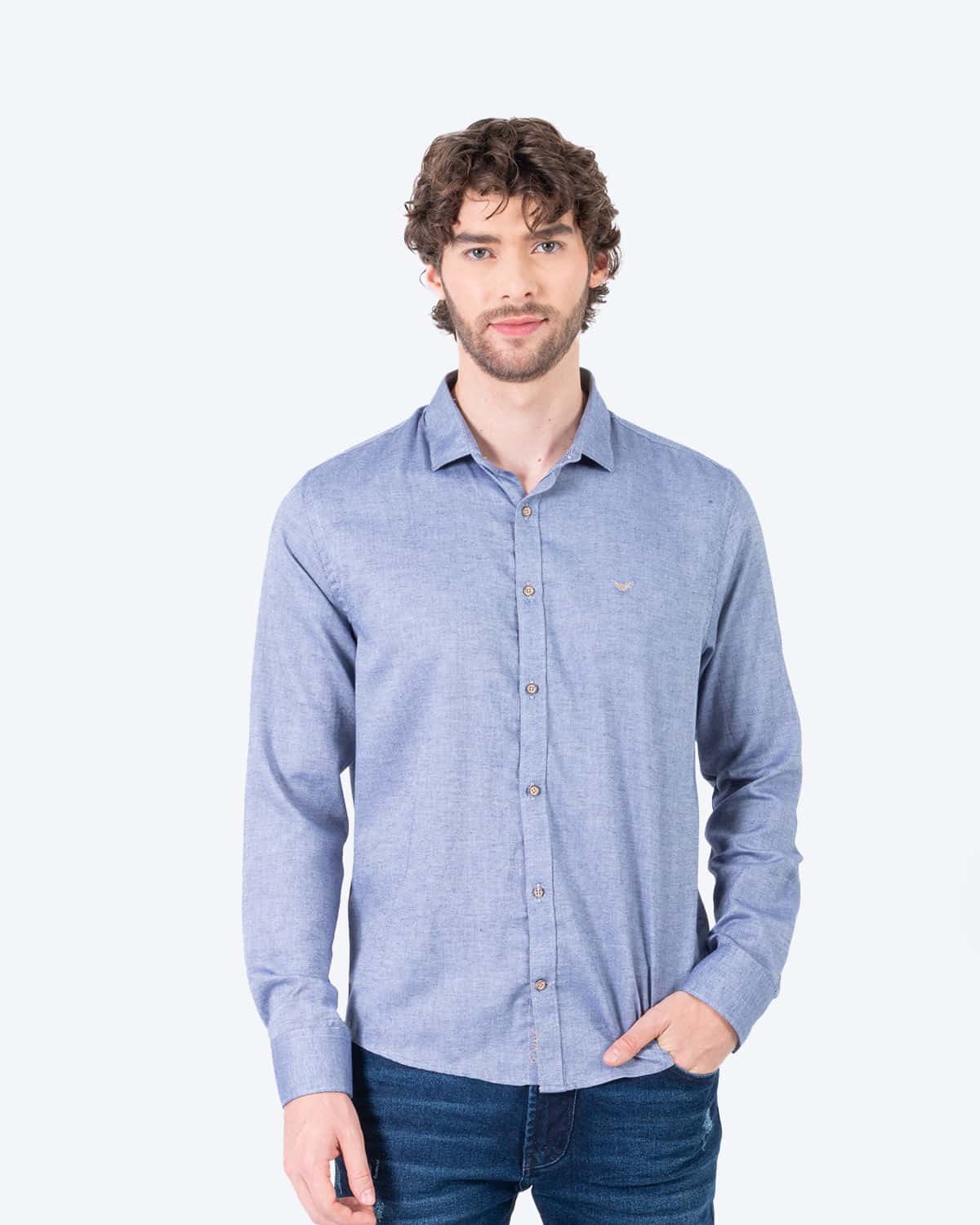 Camisa gris manga larga para hombre