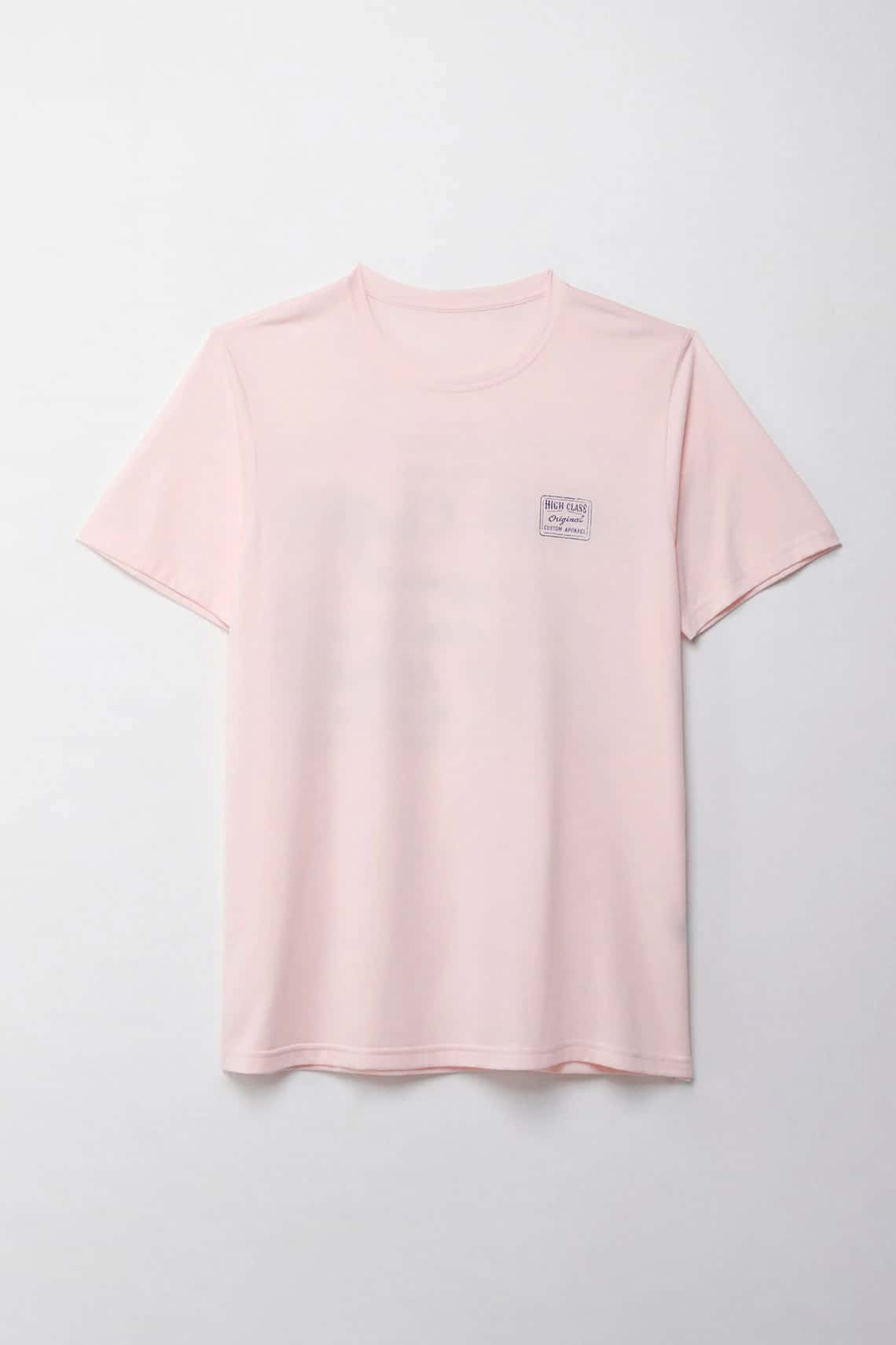 Camiseta manga corta estampada rosada con textura ligera para hombre