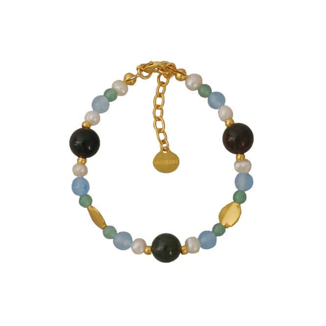 Pulsera semipreciosa ágata azul, aventurine y perla