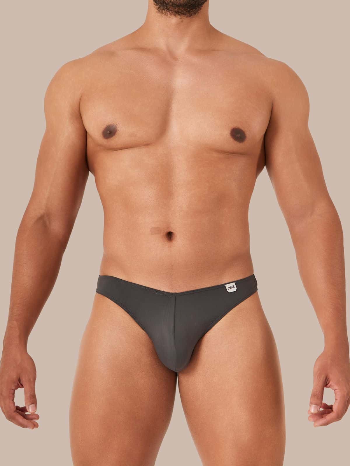 Bikini Tipo Hilo Nylon Monumental Gris X2