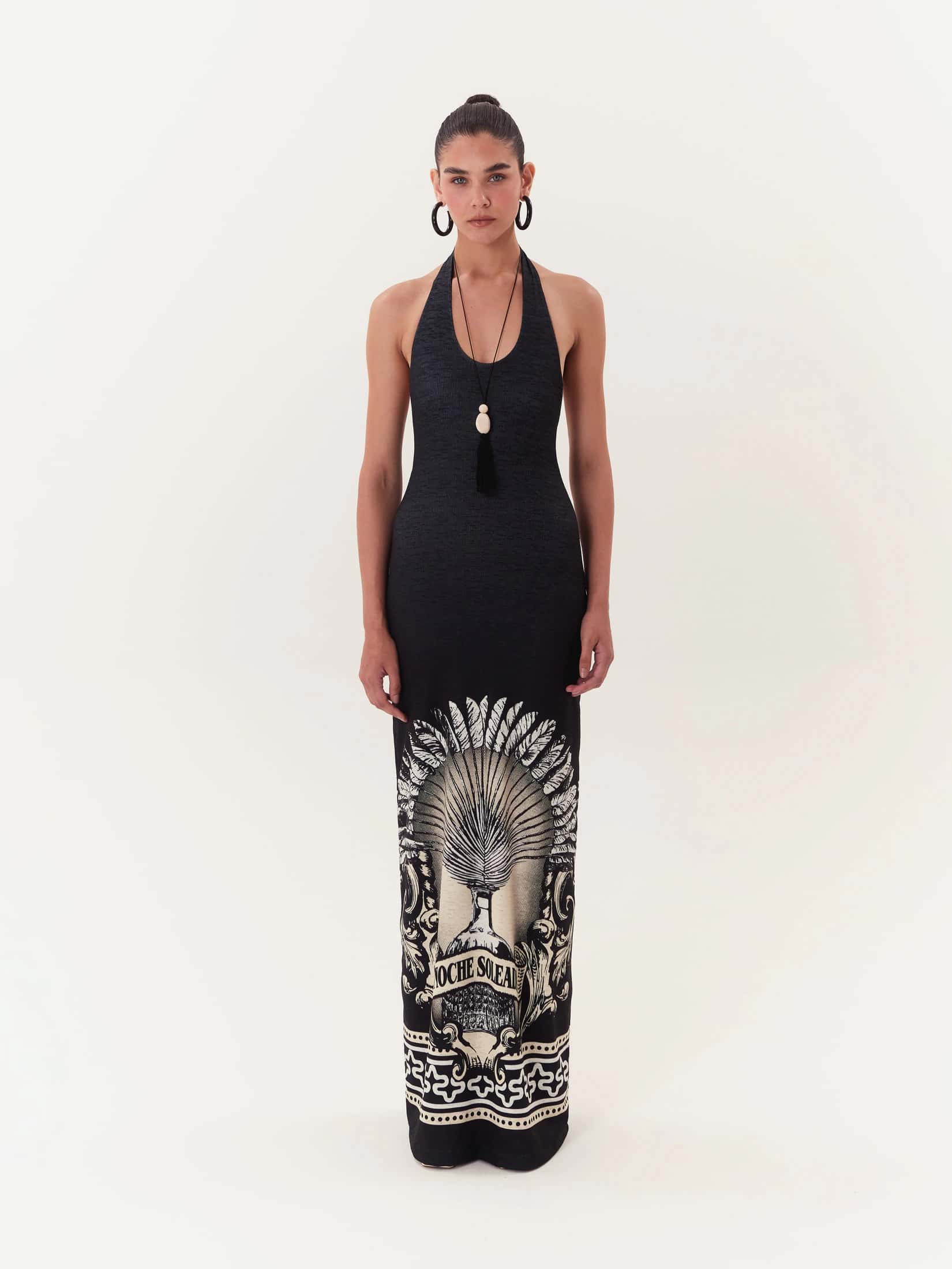 Halter Maxi Dress Solar - Negro