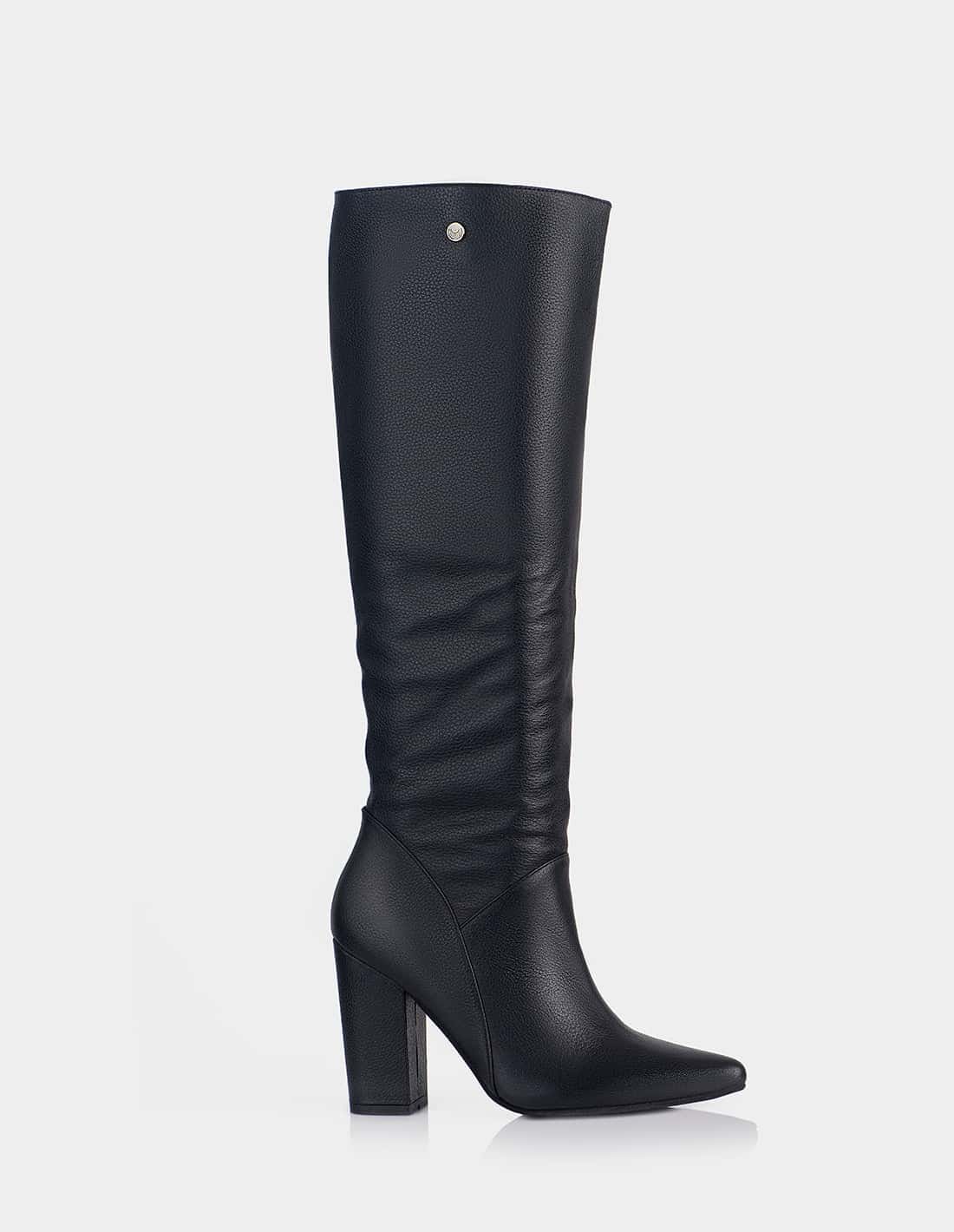 Bota Slouchy Maggie Cuero Negro