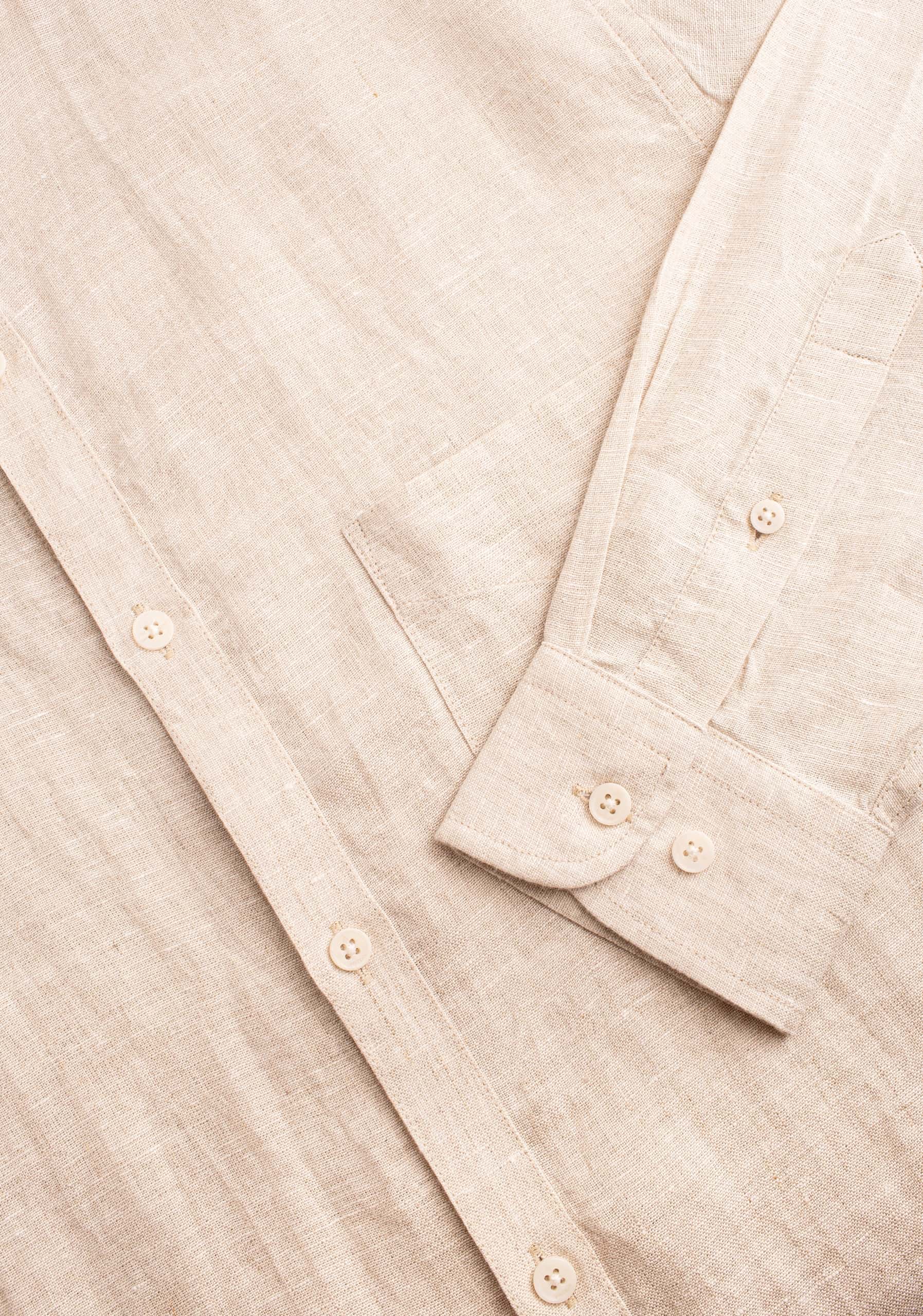Camisa H Lino Cuello Nerú Bols. Avena - miniatura 3