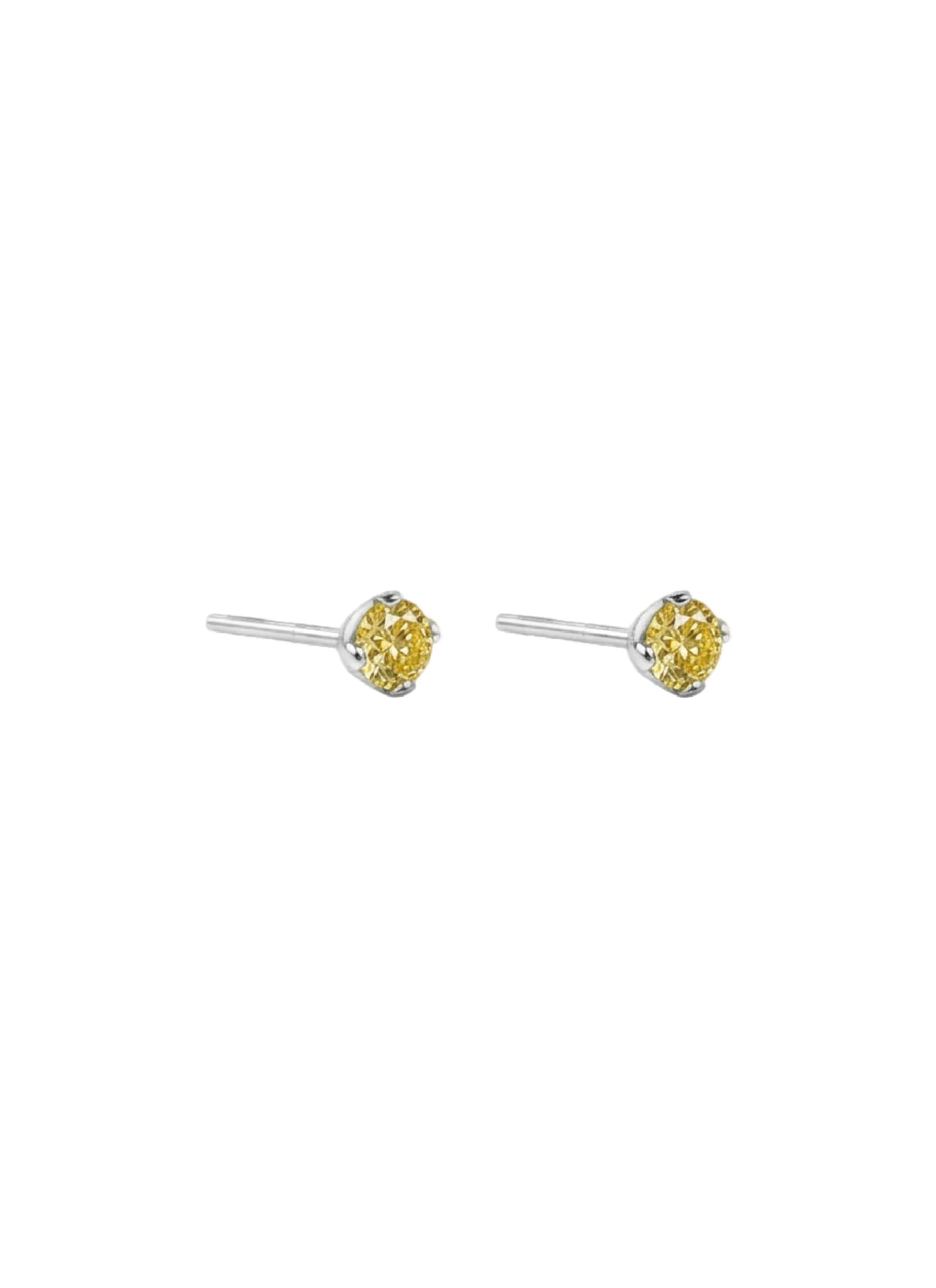 SILVER FACET AMBAR | TOPOS CON DIAMANTE AMARILLO EN PLATA LEY 925
