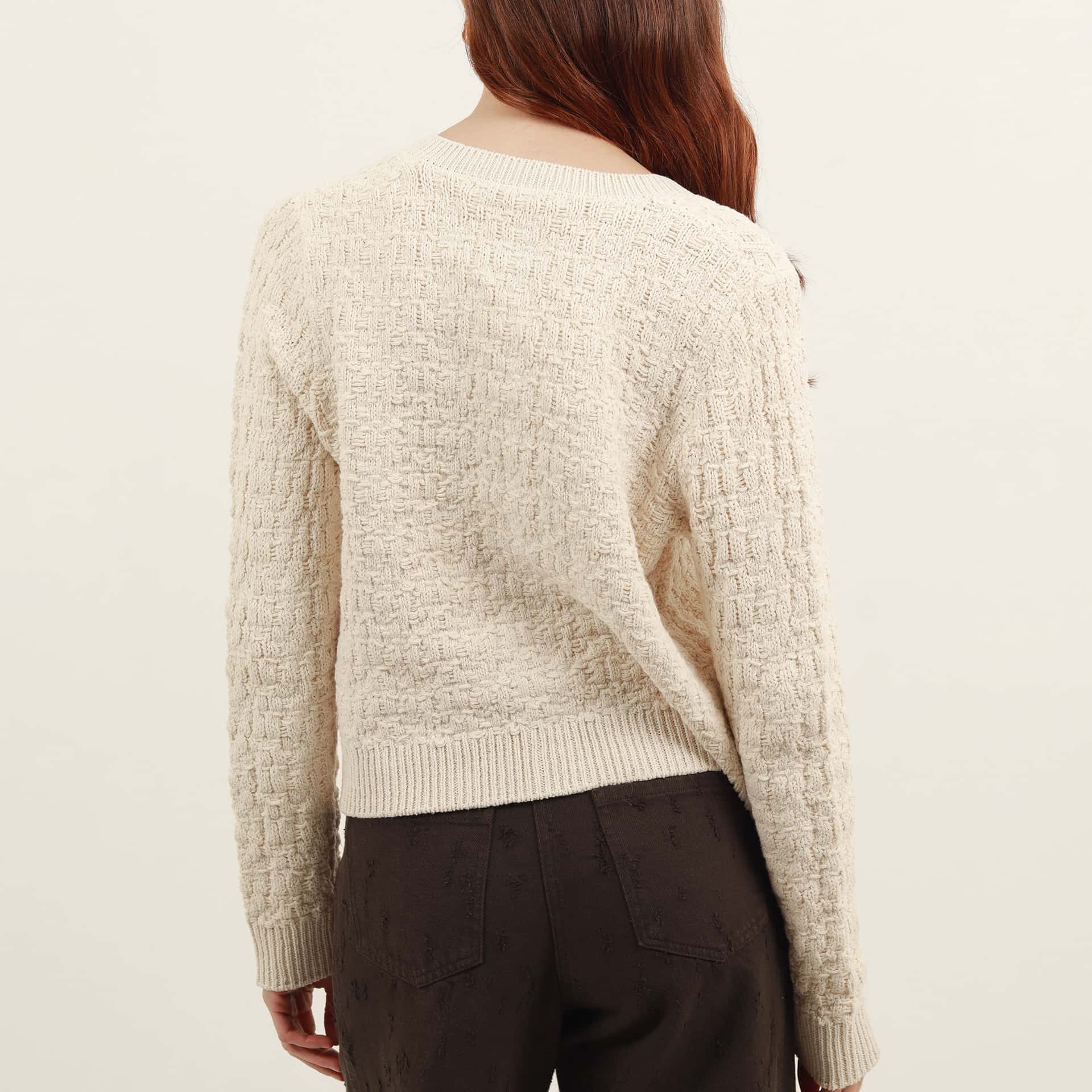 Sweater cardigan cuello redondo manga larga con botones - miniatura 7