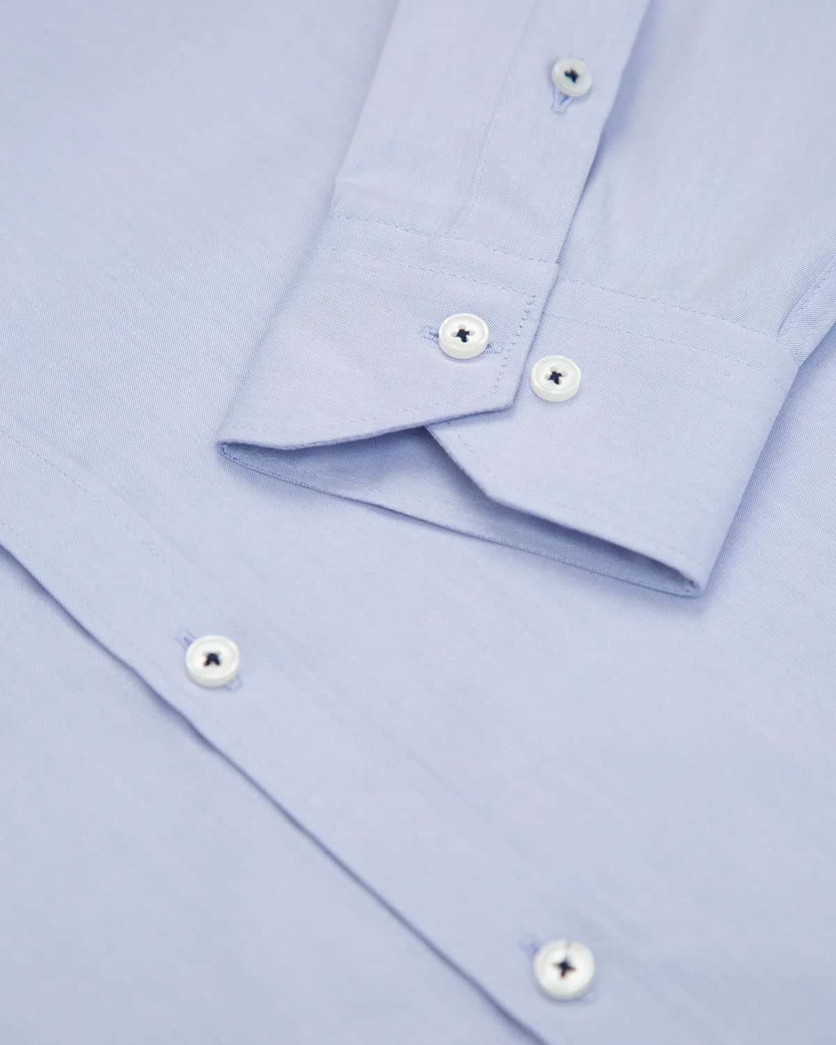 Camisa Sarga Hiladillo France Algodón Azul - miniatura 3