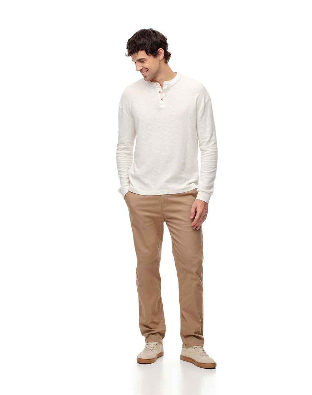 Pantalón chino slim algodón caqui hombre