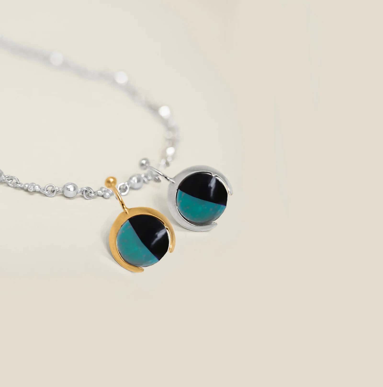Moon Shadow Pendant Amazonita Obsidiana
