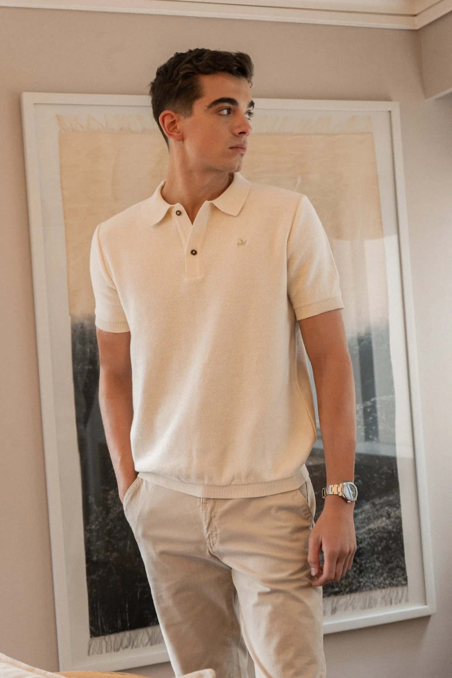 Camiseta Polo Tejida Hueso