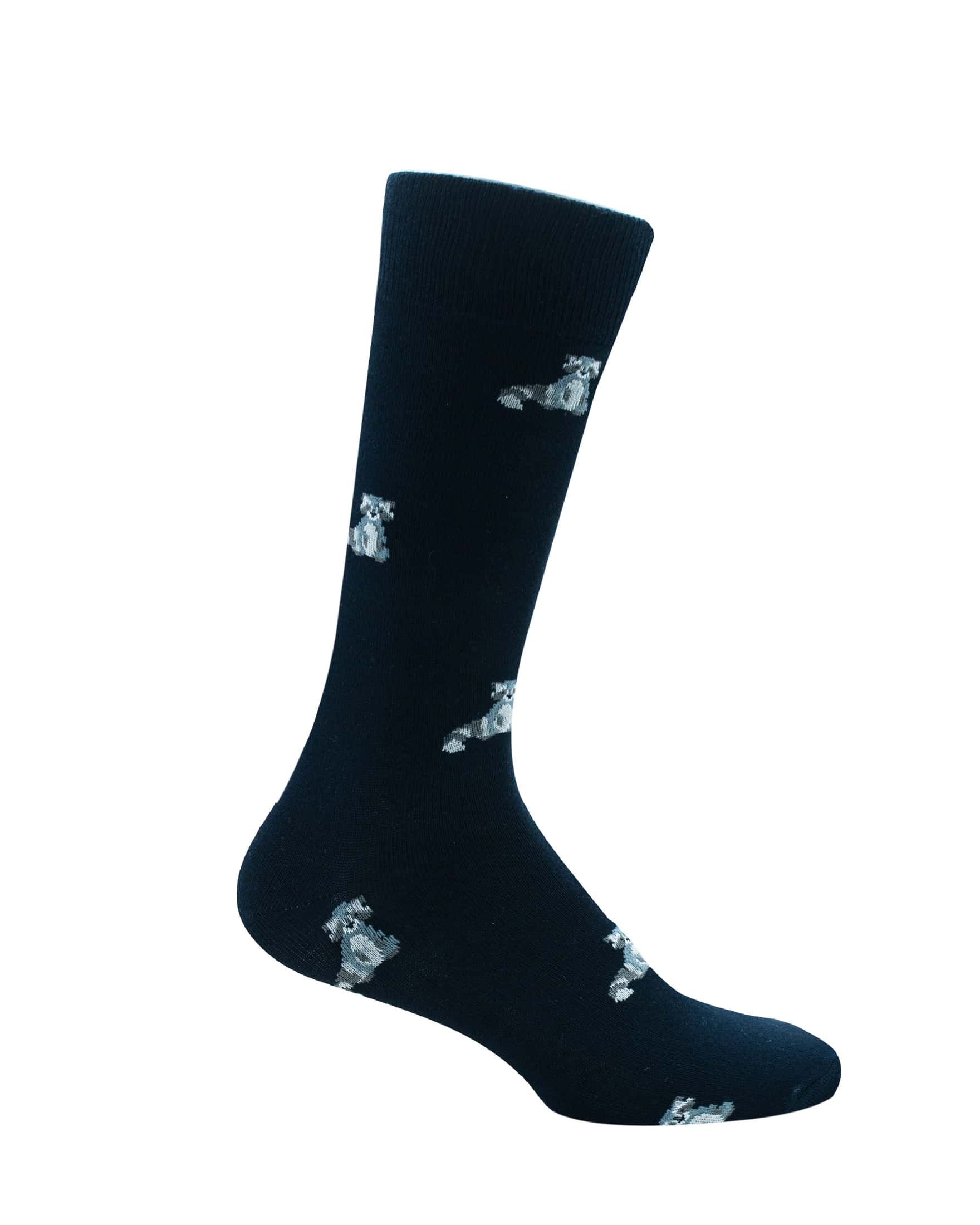 Medias Lazo Azul con Mapaches Grises
