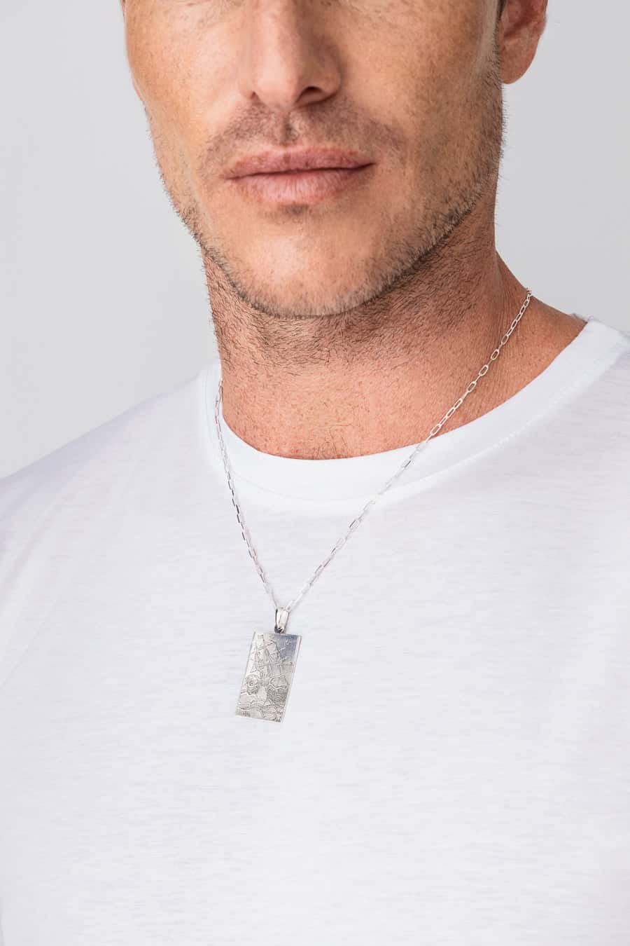 Men's cotton basic t-shirt white - miniatura 2