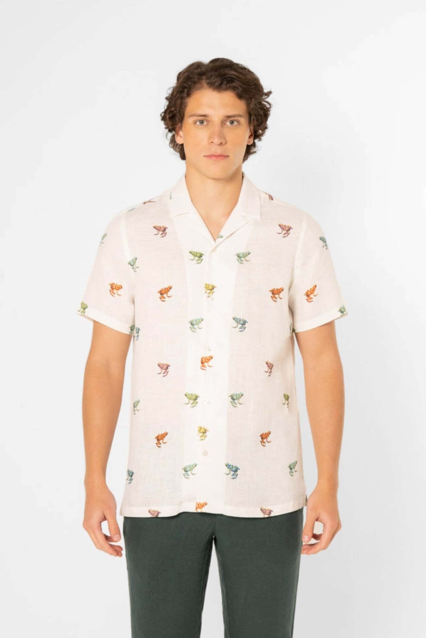 Men's linen shirt frog