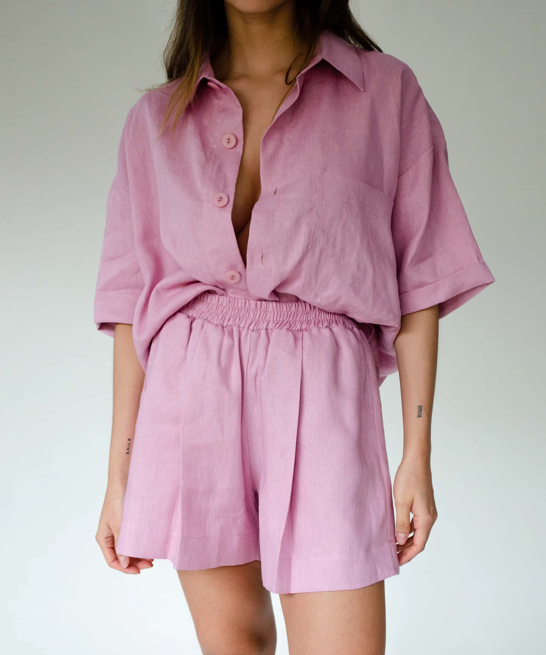 Short Dancer de Lino - Dusty pink