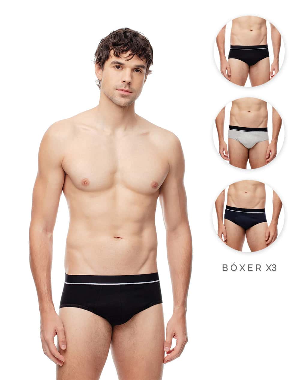 Bóxer brief algodón x3unds surtido hombre