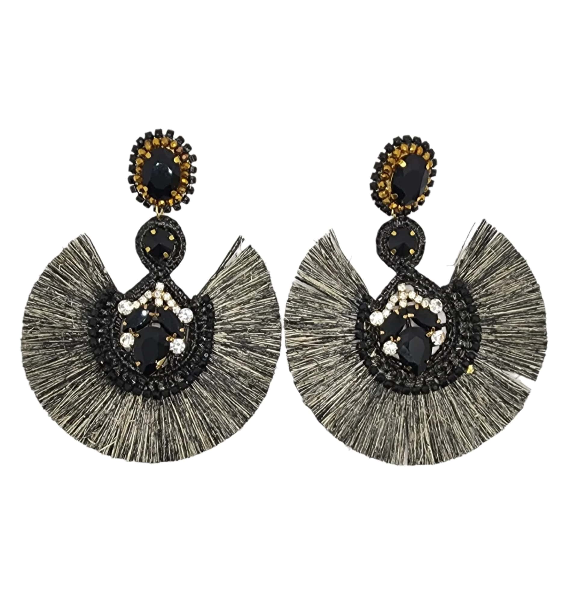 Black Half Moon Earrings