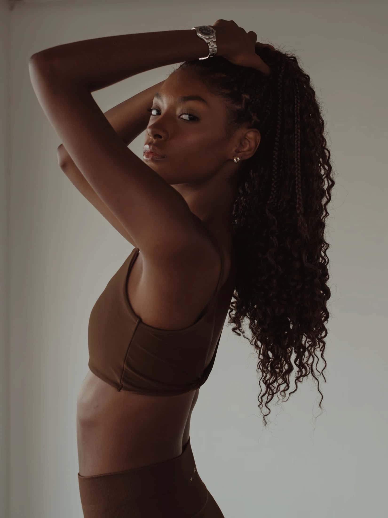 DOUBLE STRAP CROSS TOP - SEPIA - miniatura 4