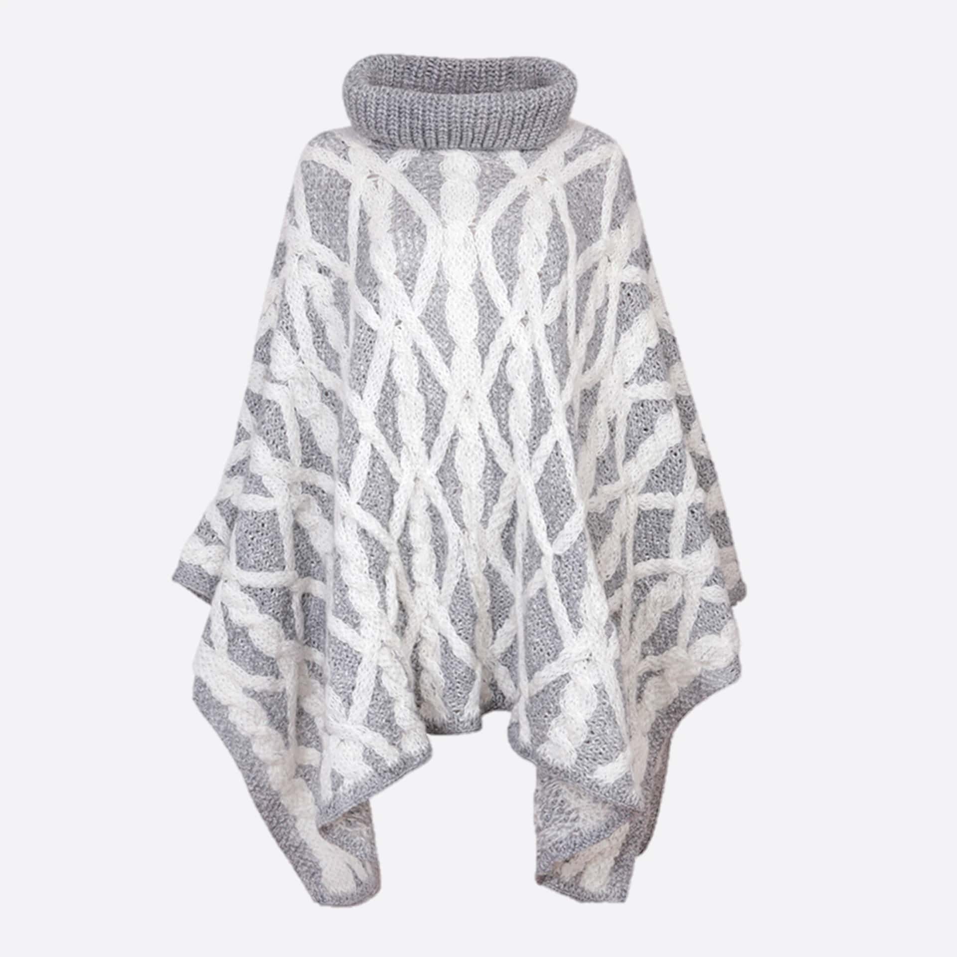 SOFIA KNITTED PONCHO WITH COLLAR