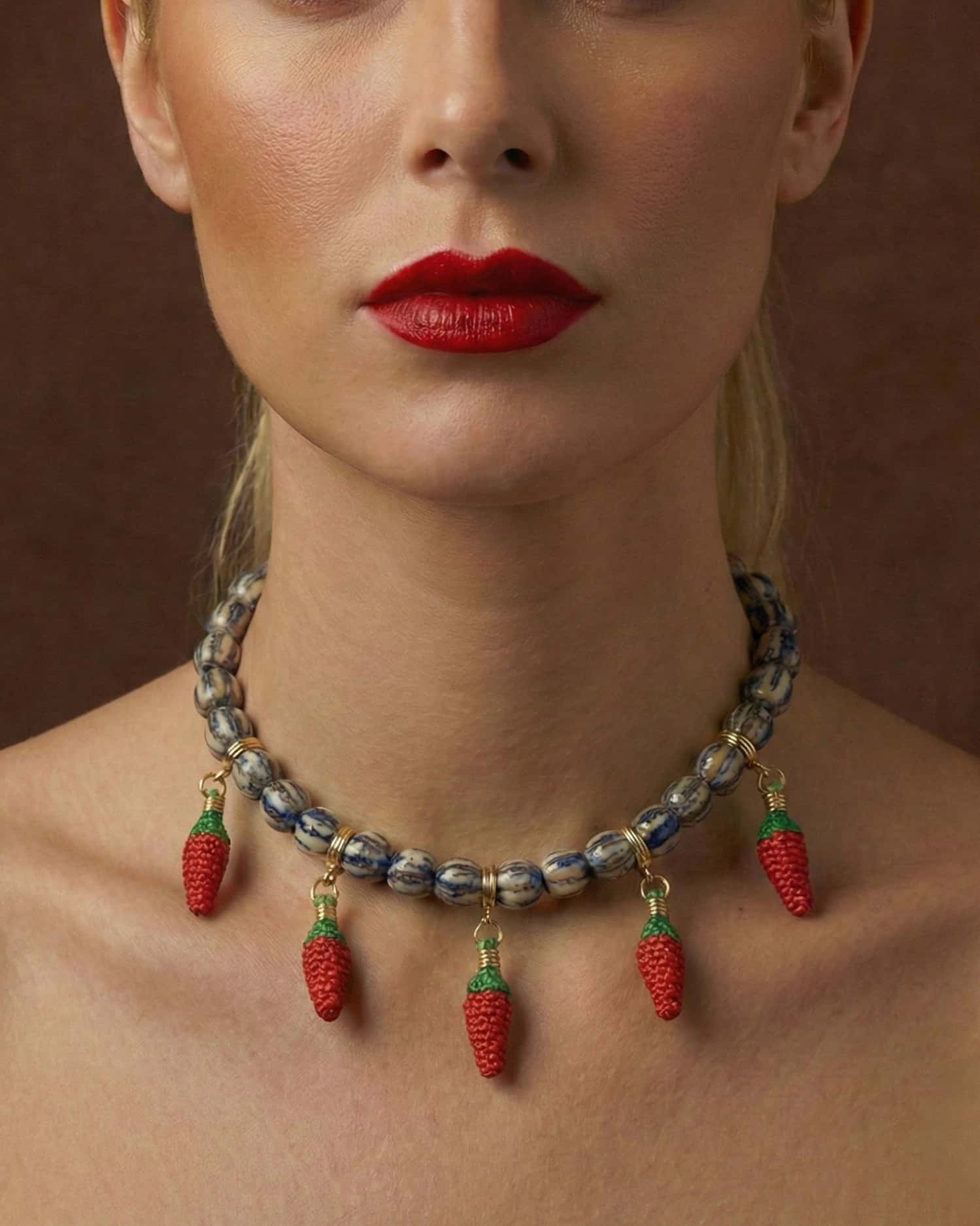 Spicy Chilli Ceramic Necklace + Removible Charms