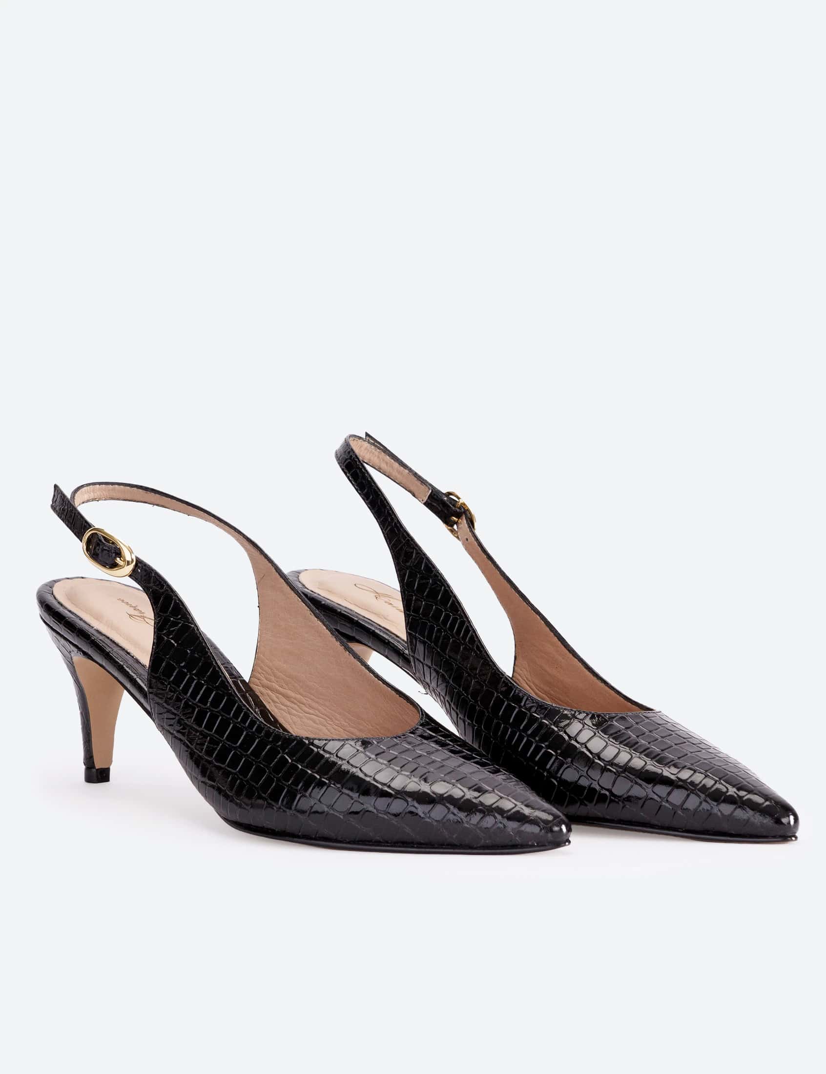 TACONES ZURICH CROCO NEGRO - miniatura 2
