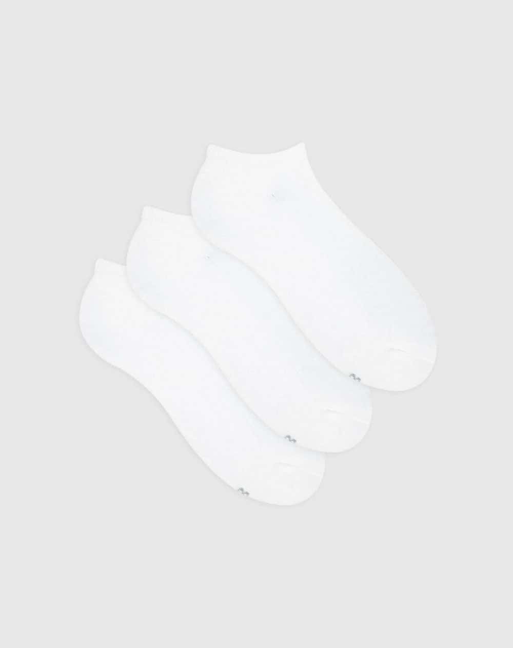 Medias mujer tobillera corta algodón pack x3 blanco