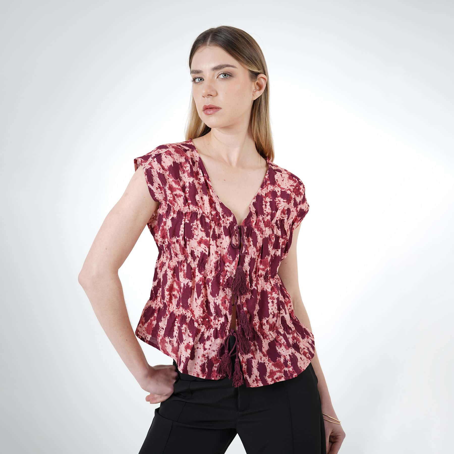 Blusa Cuello V Manga Sisa