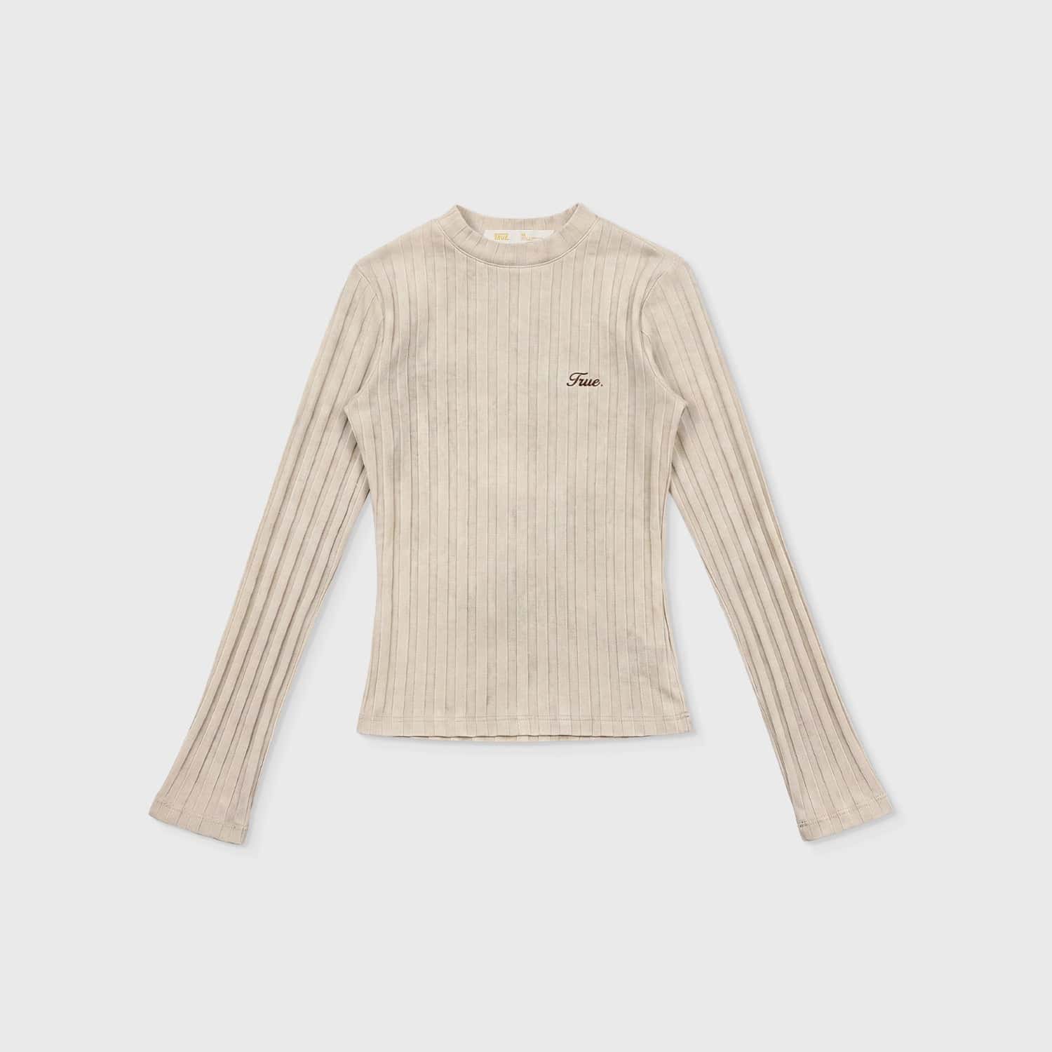 Slim Ribbed Long Sleeve - Washed Cream